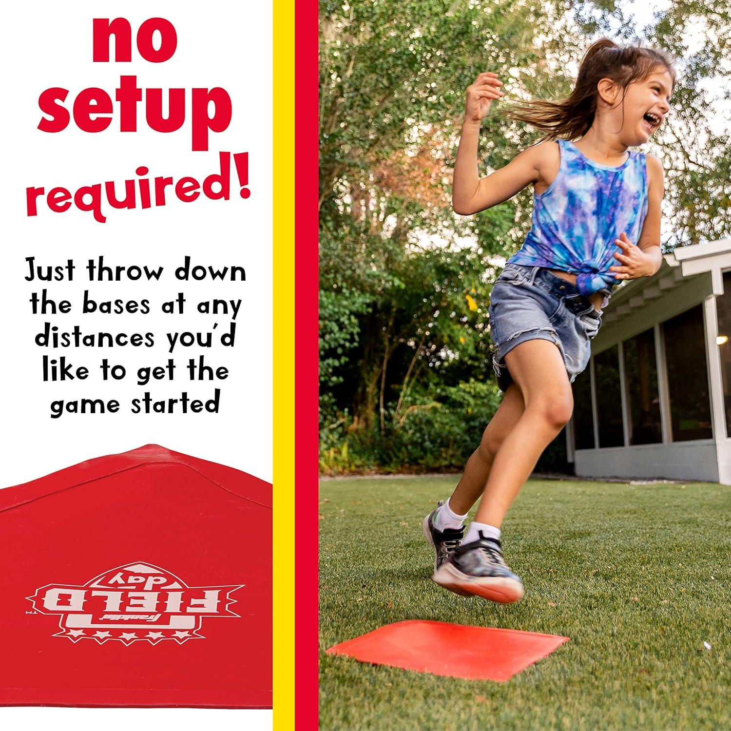 image:imageFranklin Sports Field Day Baseball Base Set Throw Down Rubber Bases for Baseball Softball with Home Plate Portable Backyard Baseball Softball Kickball Bases Easy Set Up Rubber Base Set RedOne Size