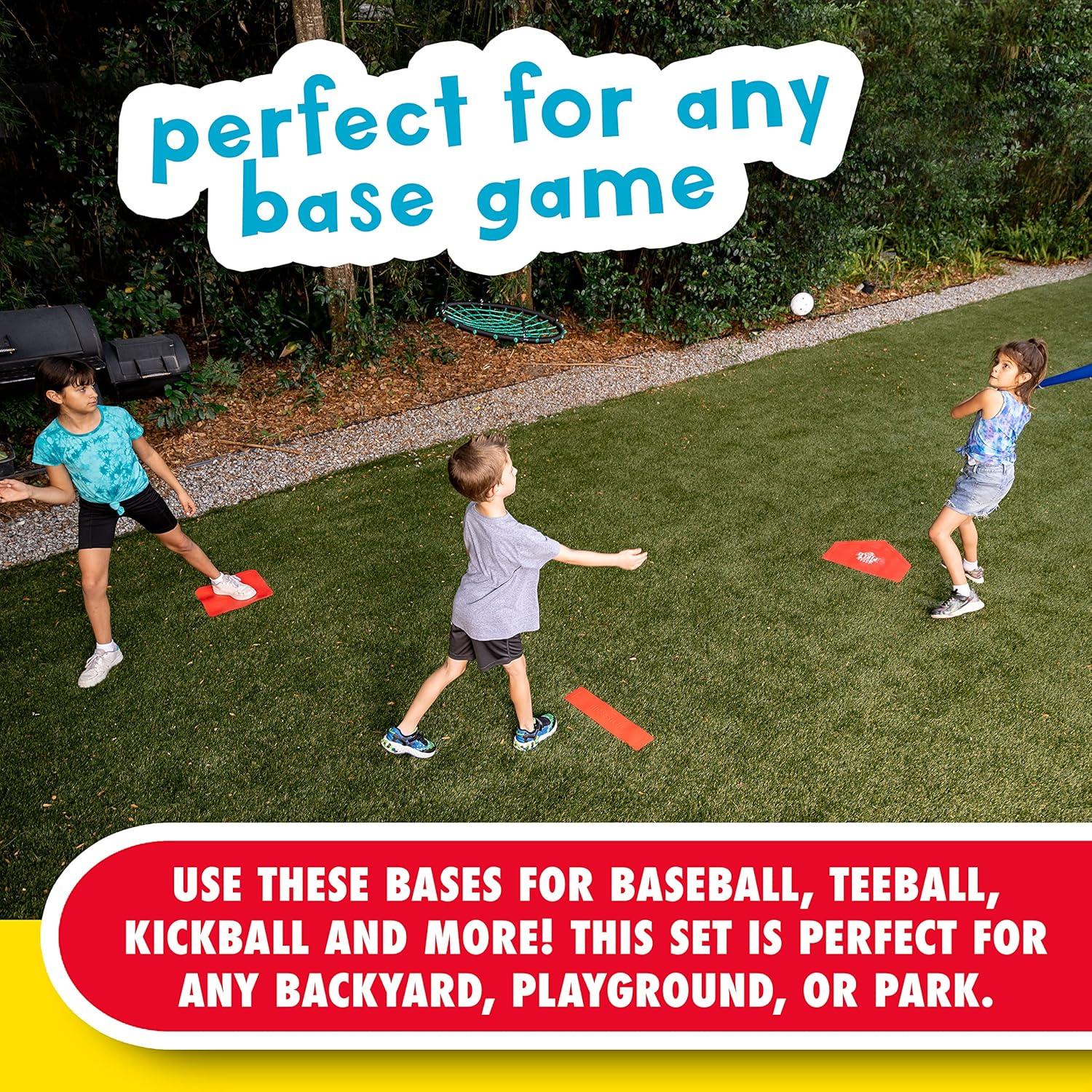 image:imageFranklin Sports Field Day Baseball Base Set Throw Down Rubber Bases for Baseball Softball with Home Plate Portable Backyard Baseball Softball Kickball Bases Easy Set Up Rubber Base Set RedOne Size