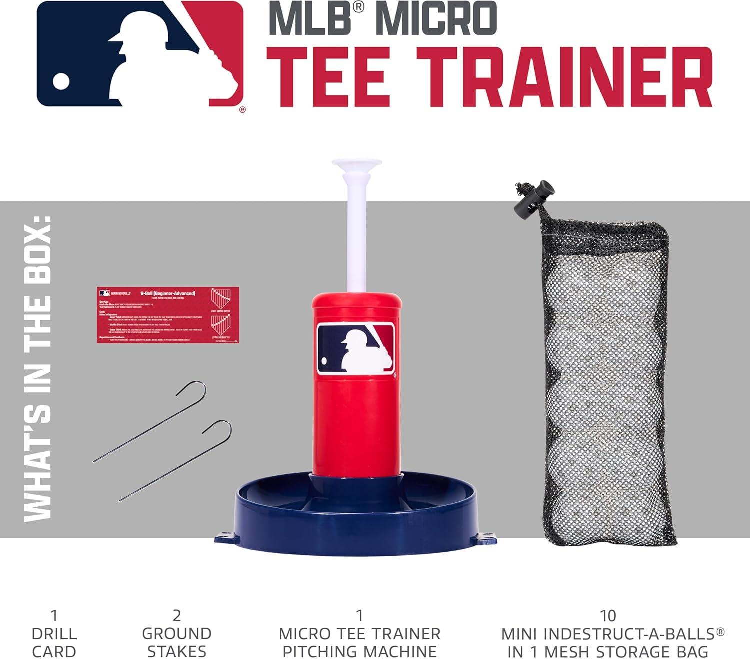 image:imageFranklin Sports MLB Micro Tee Trainer Kids Baseball Batting Trainer with PopUp Pitching Machine 10 Durable Balls Drill Card amp Bag Youth Hitting Practice Set for Backyard Training