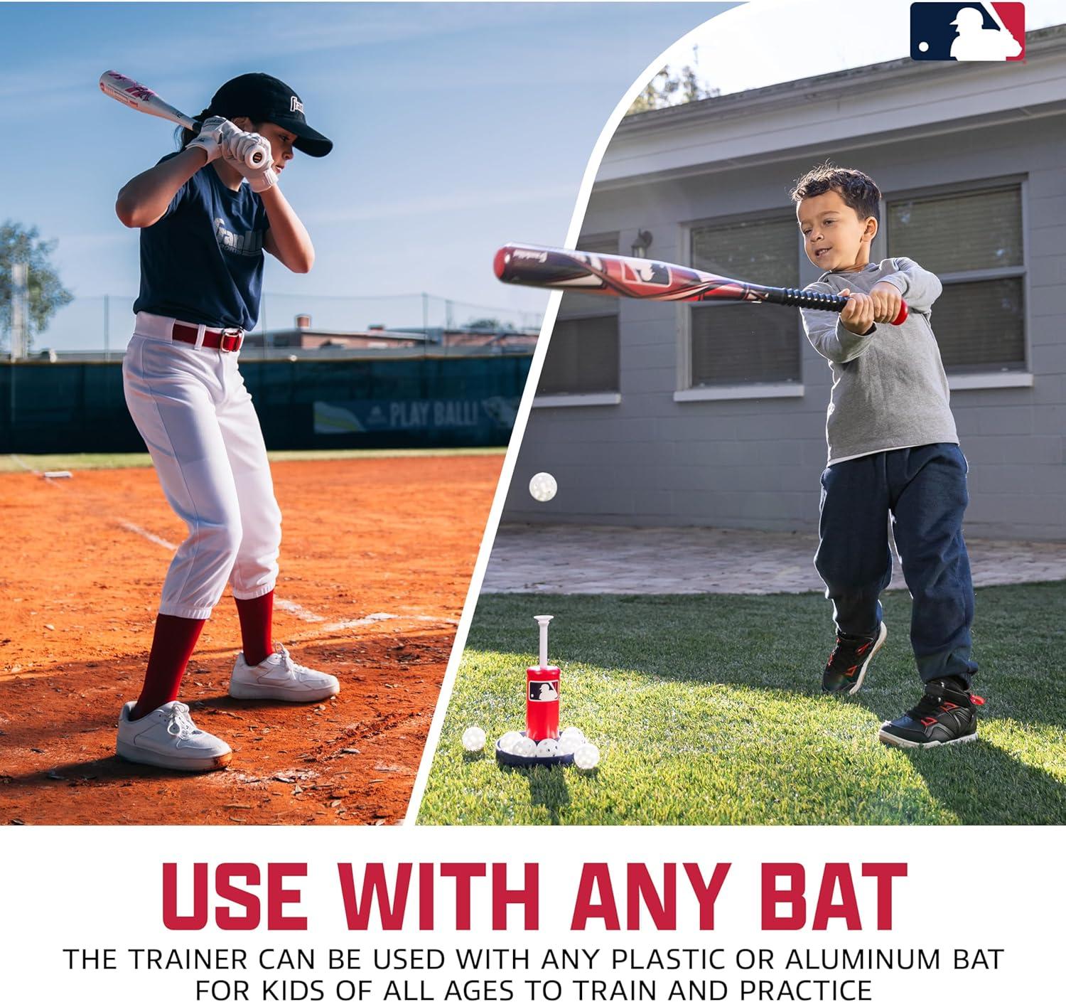image:imageFranklin Sports MLB Micro Tee Trainer Kids Baseball Batting Trainer with PopUp Pitching Machine 10 Durable Balls Drill Card amp Bag Youth Hitting Practice Set for Backyard Training