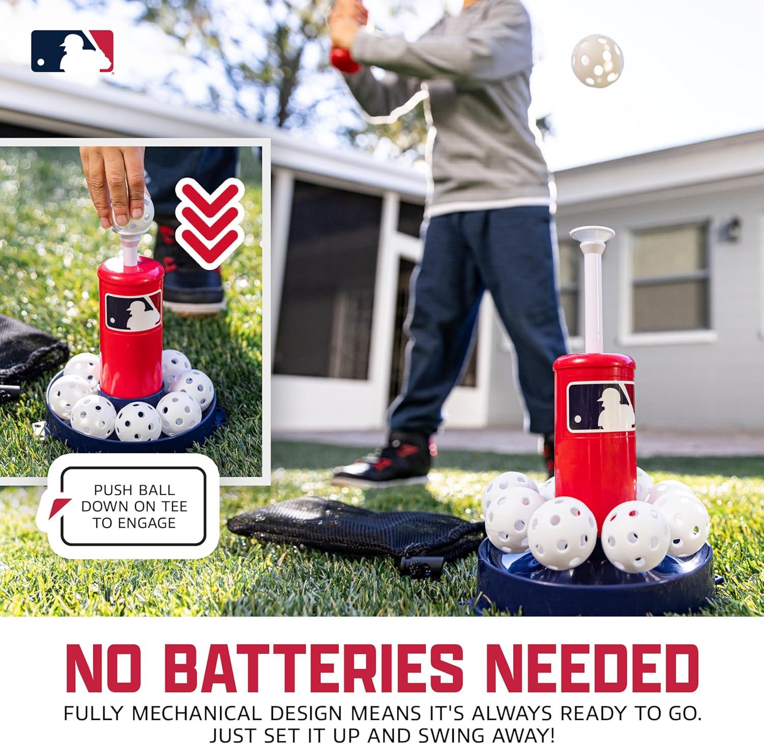 image:imageFranklin Sports MLB Micro Tee Trainer Kids Baseball Batting Trainer with PopUp Pitching Machine 10 Durable Balls Drill Card amp Bag Youth Hitting Practice Set for Backyard Training