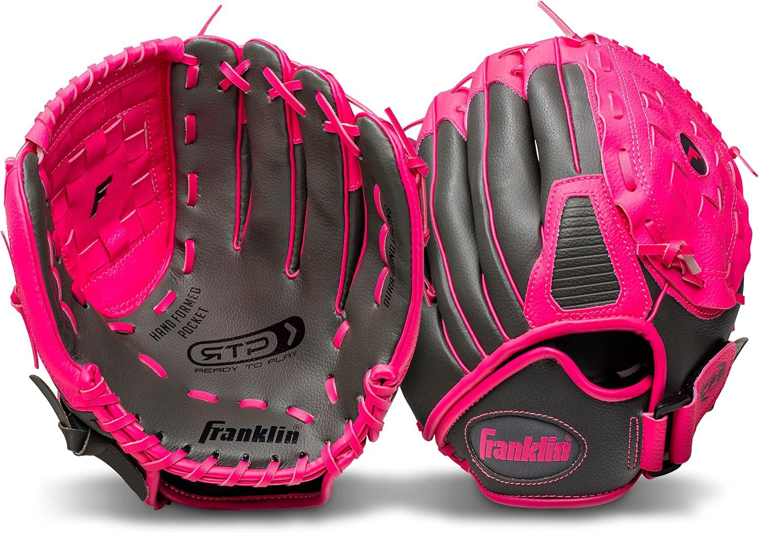 image:imageFranklin Sports RTP Kids Baseball Gloves Childs Teeball Glove Ball Set Boys Girls Mitt Set Kids Toddler Right Hand Throw 105 Pink
