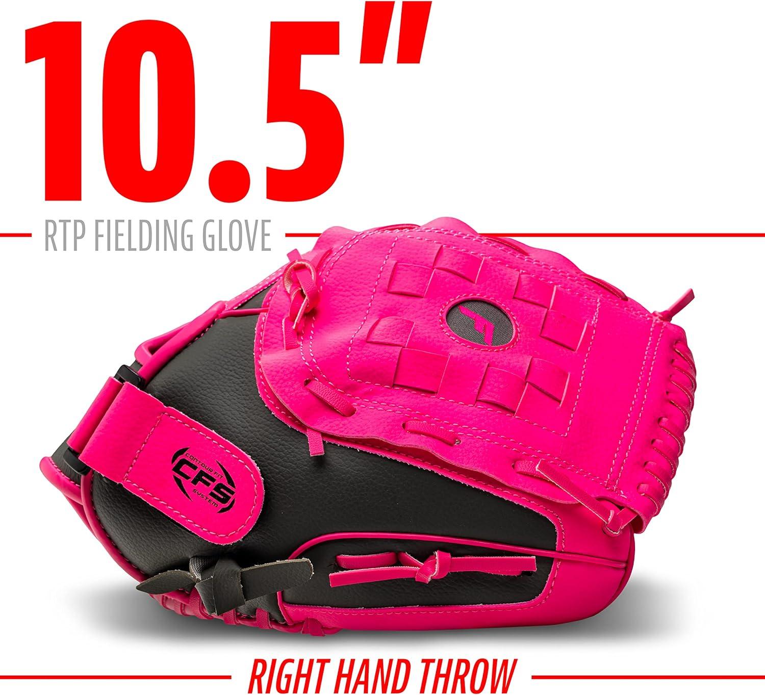 image:imageFranklin Sports RTP Kids Baseball Gloves Childs Teeball Glove Ball Set Boys Girls Mitt Set Kids Toddler Right Hand Throw 105 Pink