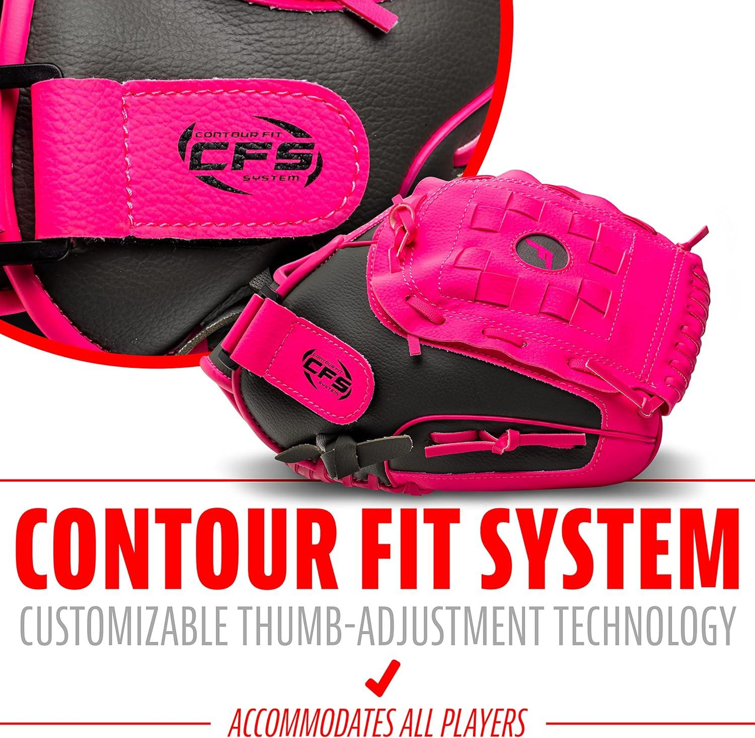 image:imageFranklin Sports RTP Kids Baseball Gloves Childs Teeball Glove Ball Set Boys Girls Mitt Set Kids Toddler Right Hand Throw 105 Pink