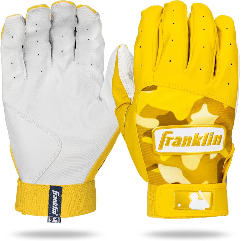 image:imageFranklin Sports MLB Adult Batting Gloves  Digitek Camo Baseball  Softball  Premium Leather  Many SizesColorsAdultWhiteYellow