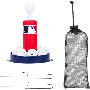 Franklin Sports MLB Micro Tee Trainer – Kids Baseball Batting Trainer with Pop-Up Pitching Machine, 10 Durable Balls, Drill Card & Bag – Youth Hitting Practice Set for Backyard Training