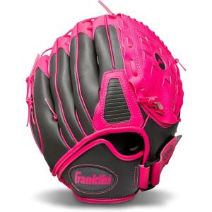 Franklin Sports RTP Kids Baseball Gloves – Child’s Teeball Glove + Ball Set – Boys + Girls Mitt Set – Kids + Toddler – Right Hand Throw – 10.5″ – Pink