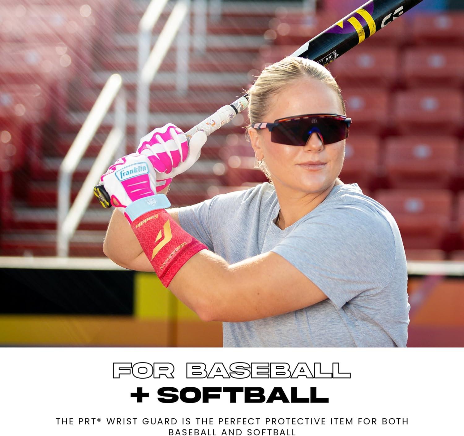 image:imageFranklin Sports Baseball Softball Protective Wrist Guard Youth PRT Series Wrist Shield for Batting Fielding Protective Gear Equipment Right Left ArmRed