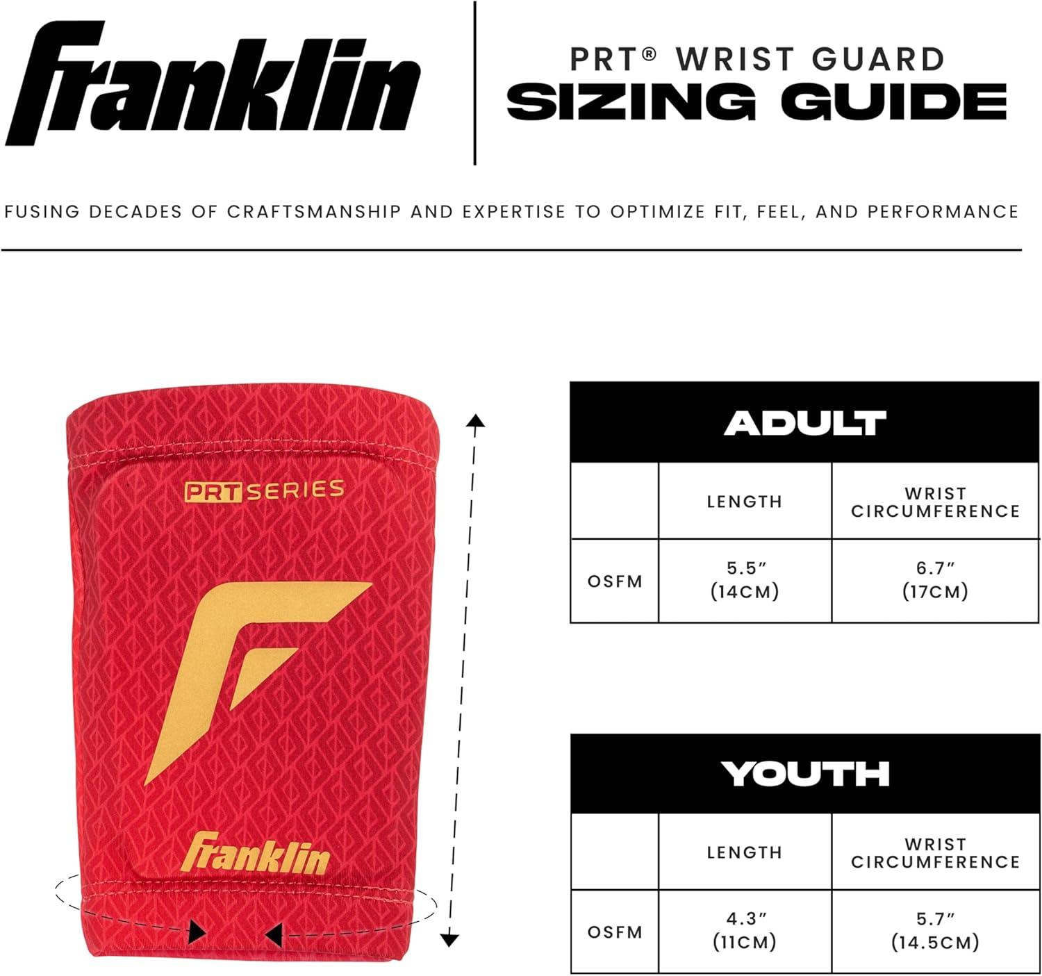 image:imageFranklin Sports Baseball Softball Protective Wrist Guard Youth PRT Series Wrist Shield for Batting Fielding Protective Gear Equipment Right Left ArmRed