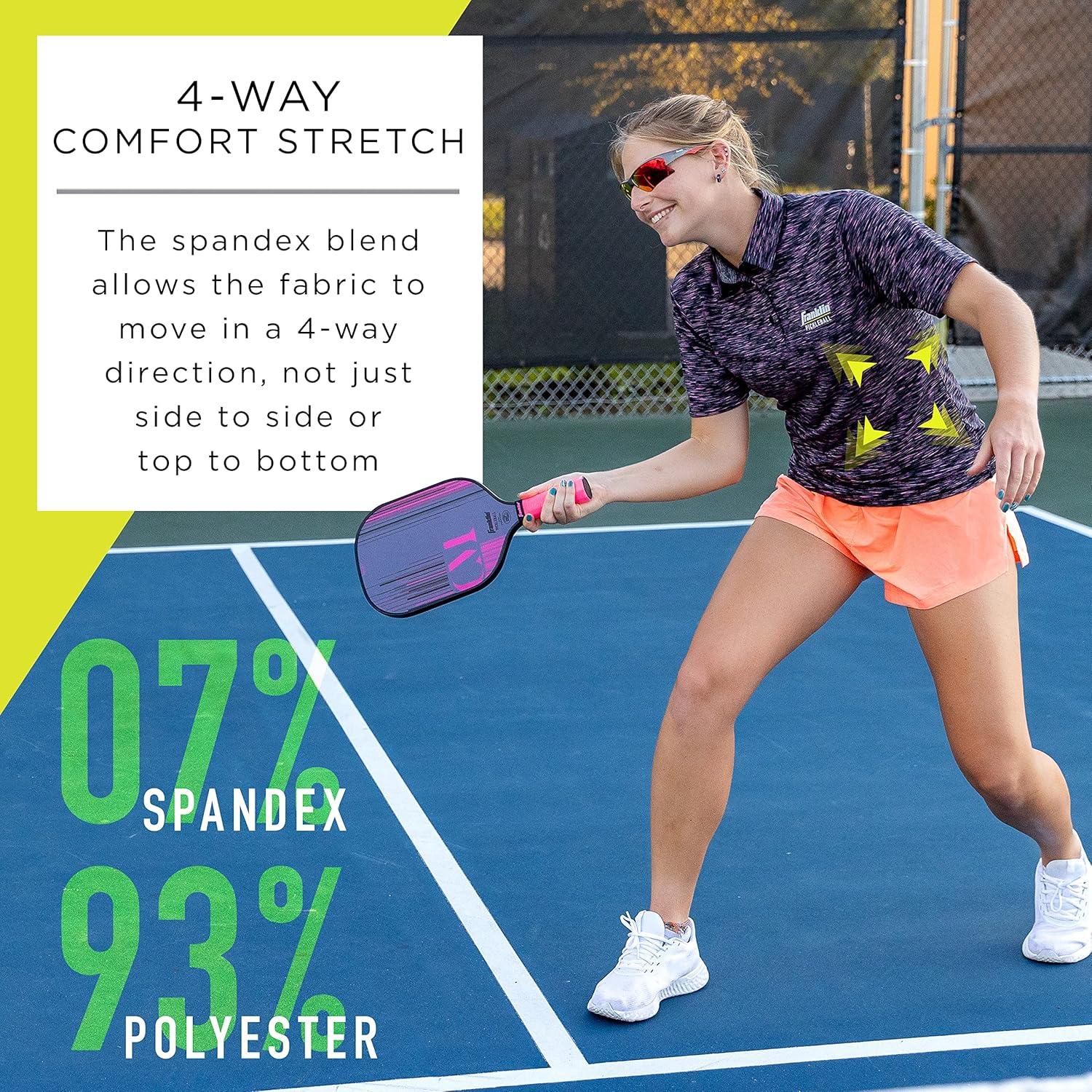 image:imageFranklin Sports Womens Pickleball Short Sleeve Polo Shirt Womens Athletic Polos for Golf Pickleball Tennis More Relaxed Fit Dry Lightweight Polo Shirt for Women Pink Black Small