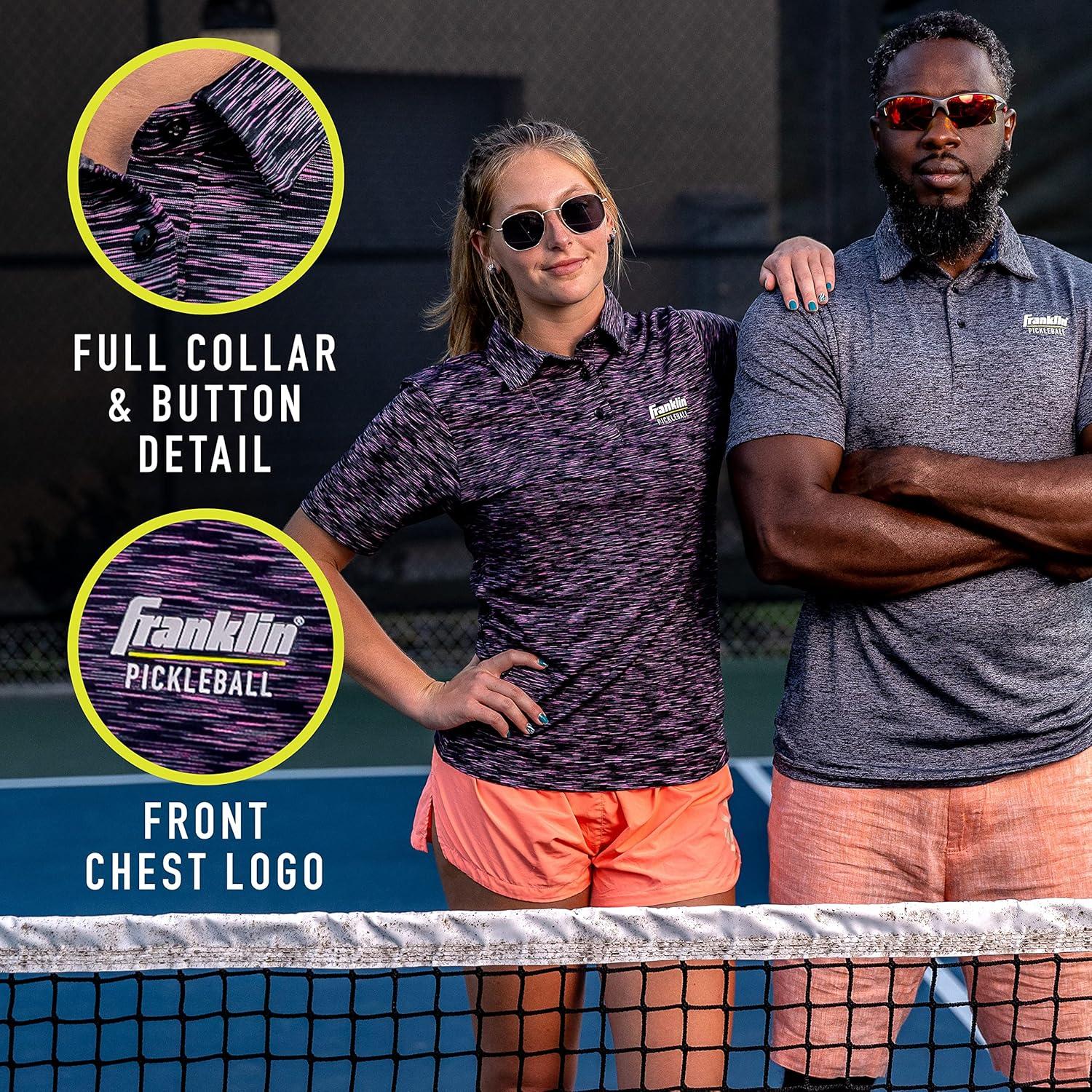 image:imageFranklin Sports Womens Pickleball Short Sleeve Polo Shirt Womens Athletic Polos for Golf Pickleball Tennis More Relaxed Fit Dry Lightweight Polo Shirt for Women Pink Black Small
