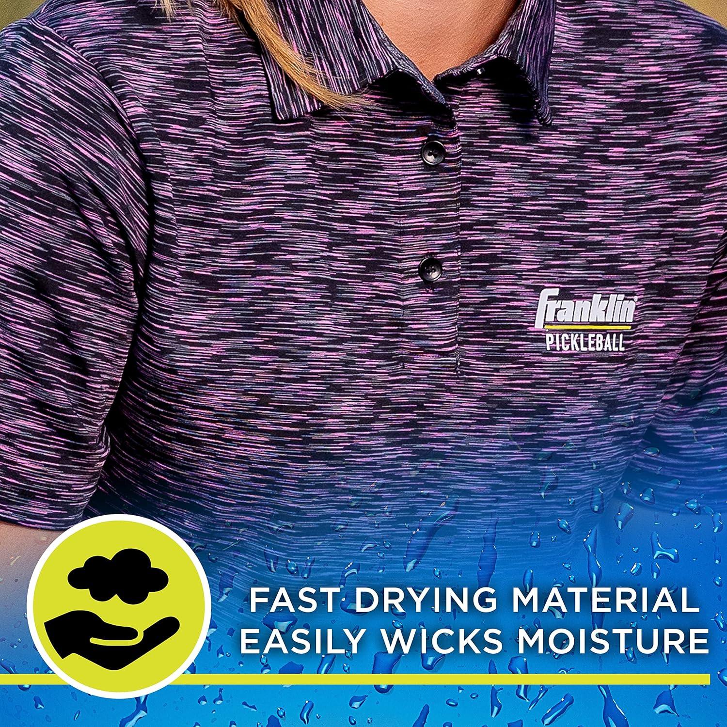 image:imageFranklin Sports Womens Pickleball Short Sleeve Polo Shirt Womens Athletic Polos for Golf Pickleball Tennis More Relaxed Fit Dry Lightweight Polo Shirt for Women Pink Black Small