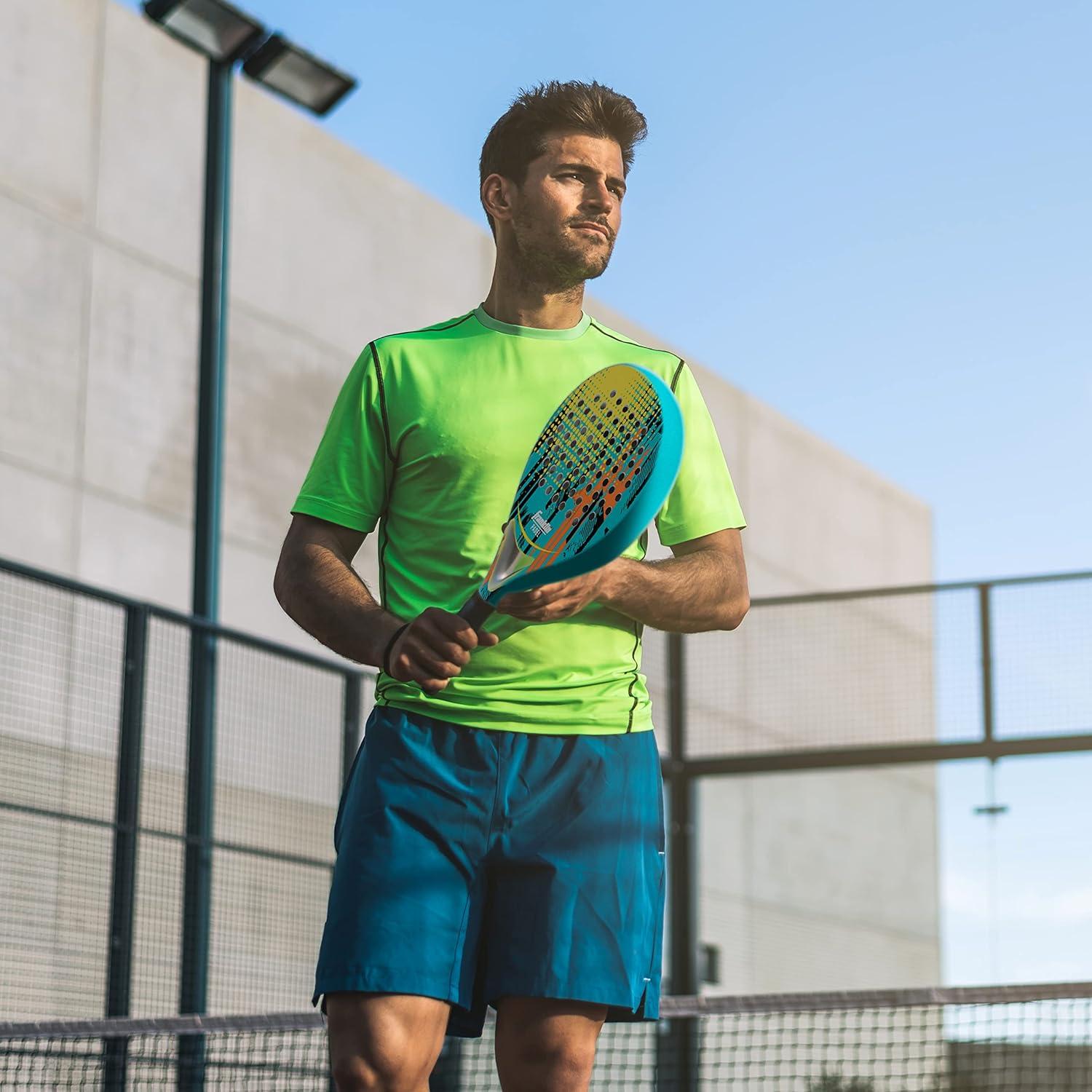 image:imageFranklin Sports Padel Racket Endeavor Fiberglass Padel Racket with Foam Core 365g Premium Performance BlueYellow