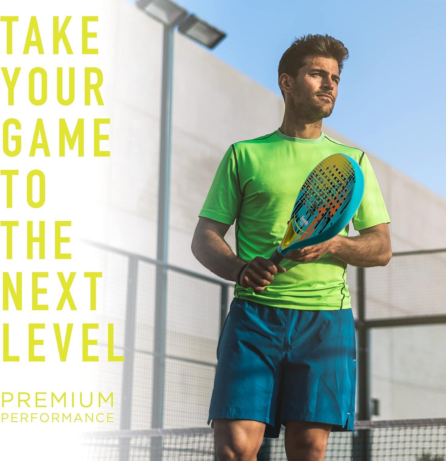 image:imageFranklin Sports Padel Racket Endeavor Fiberglass Padel Racket with Foam Core 365g Premium Performance BlueYellow