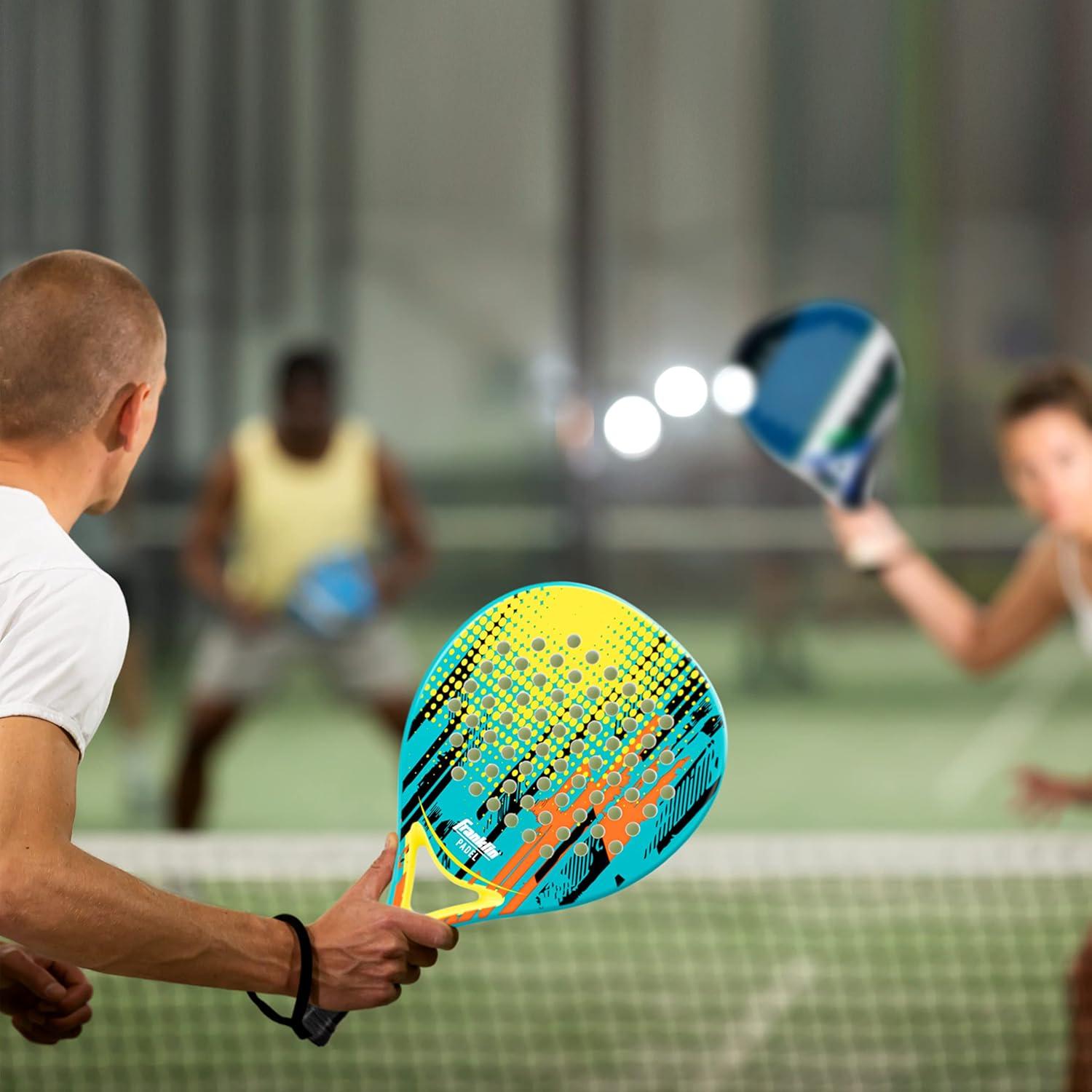 image:imageFranklin Sports Padel Racket Endeavor Fiberglass Padel Racket with Foam Core 365g Premium Performance BlueYellow