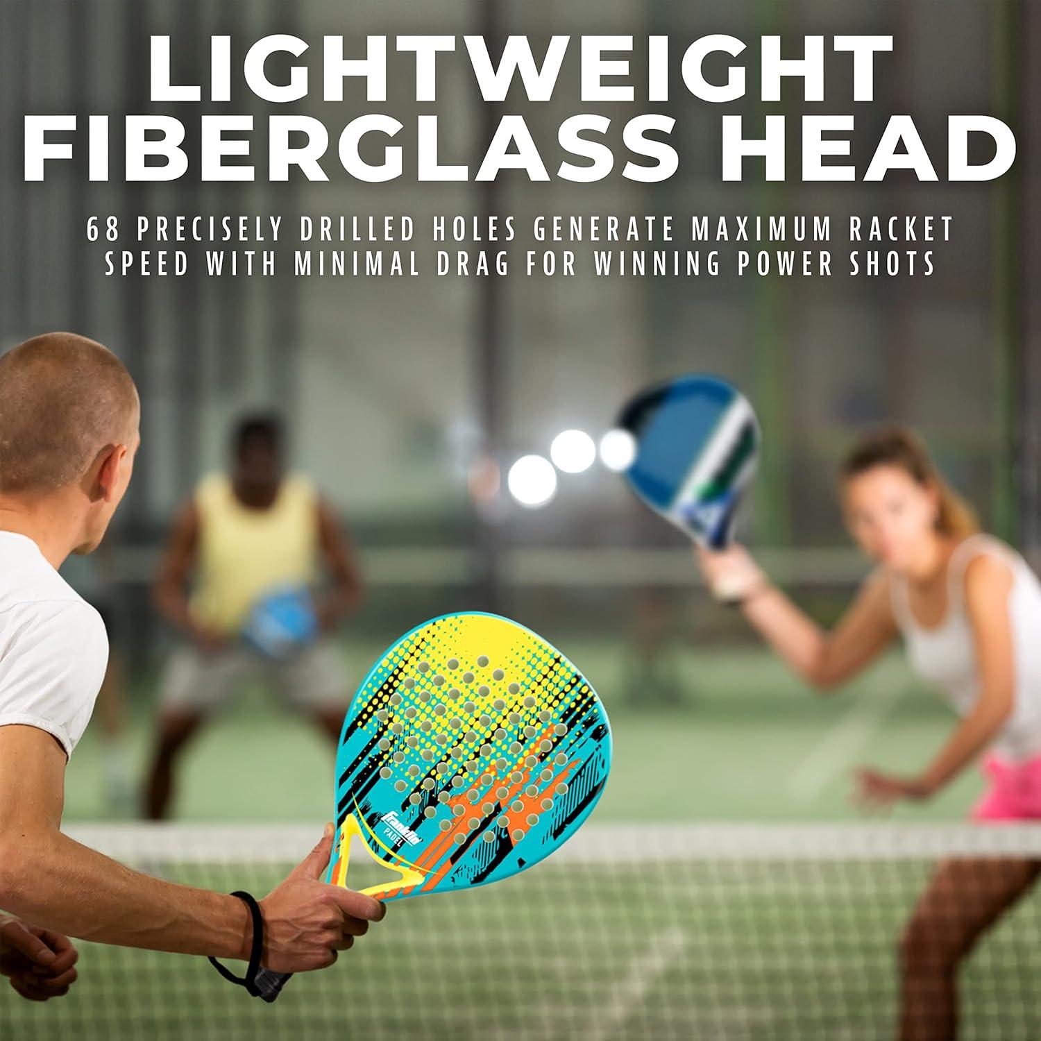 image:imageFranklin Sports Padel Racket Endeavor Fiberglass Padel Racket with Foam Core 365g Premium Performance BlueYellow