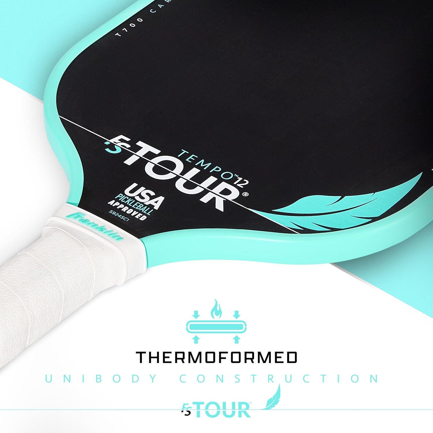 image:imageFranklin Sports Pro Pickleball Paddles FS Tour Featherweight Series Lightweight Paddles USA Pickleball Approved Raw Carbon Fiber Surface Dynasty Tempo 12mm CoreBlackWhiteTeal