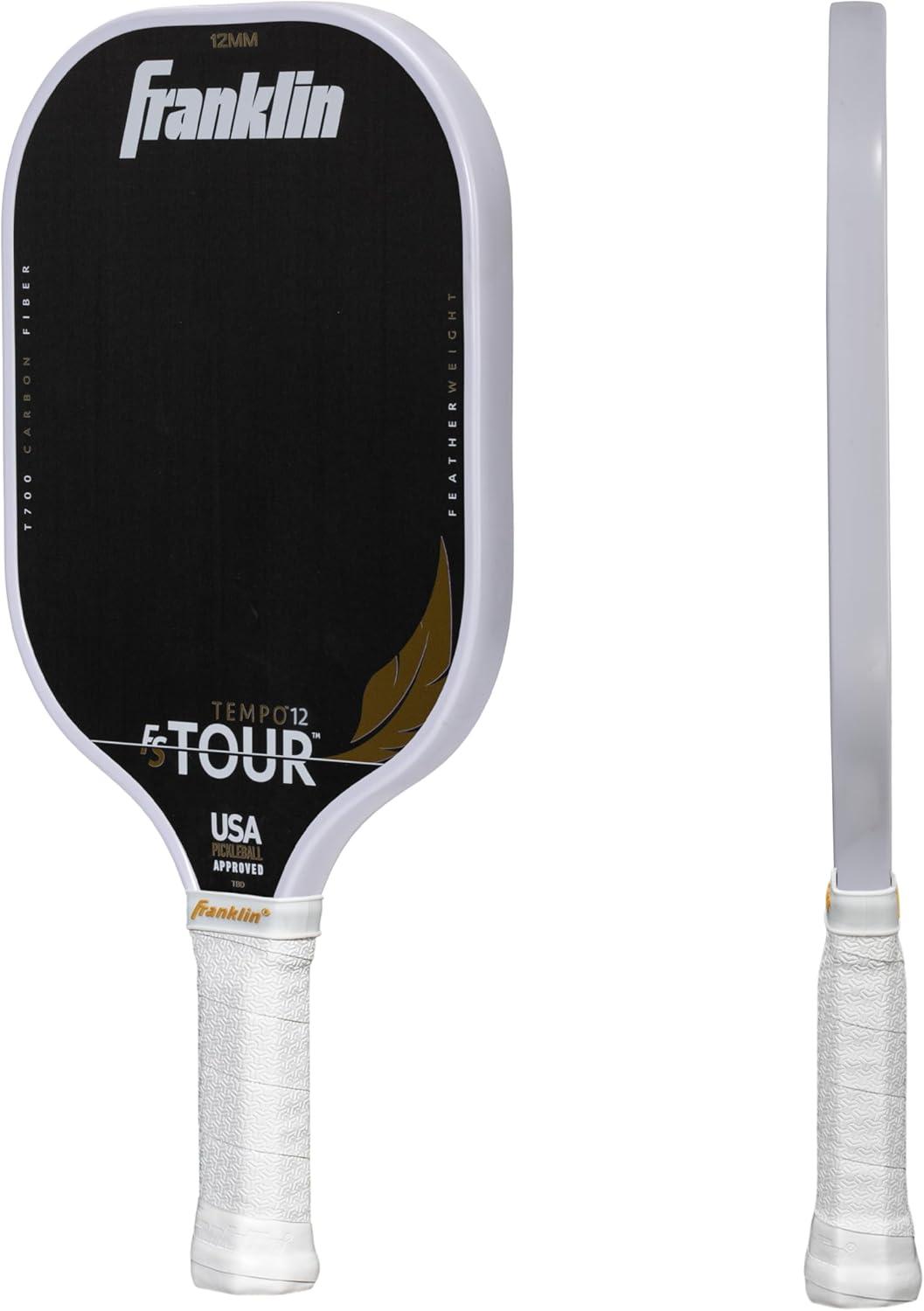 image:imageFranklin Sports Pro Pickleball Paddles FS Tour Featherweight Series Lightweight Paddles USA Pickleball Approved Raw Carbon Fiber Surface Dynasty Tempo 12mm CoreTempo White