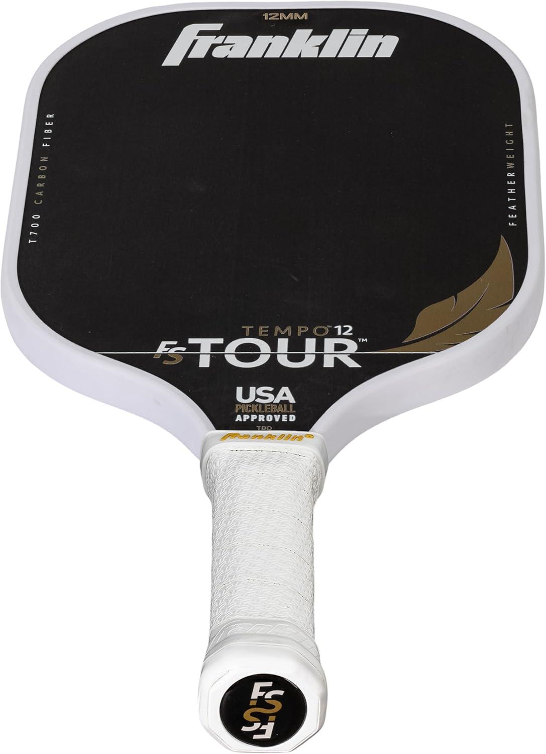 image:imageFranklin Sports Pro Pickleball Paddles FS Tour Featherweight Series Lightweight Paddles USA Pickleball Approved Raw Carbon Fiber Surface Dynasty Tempo 12mm CoreTempo White