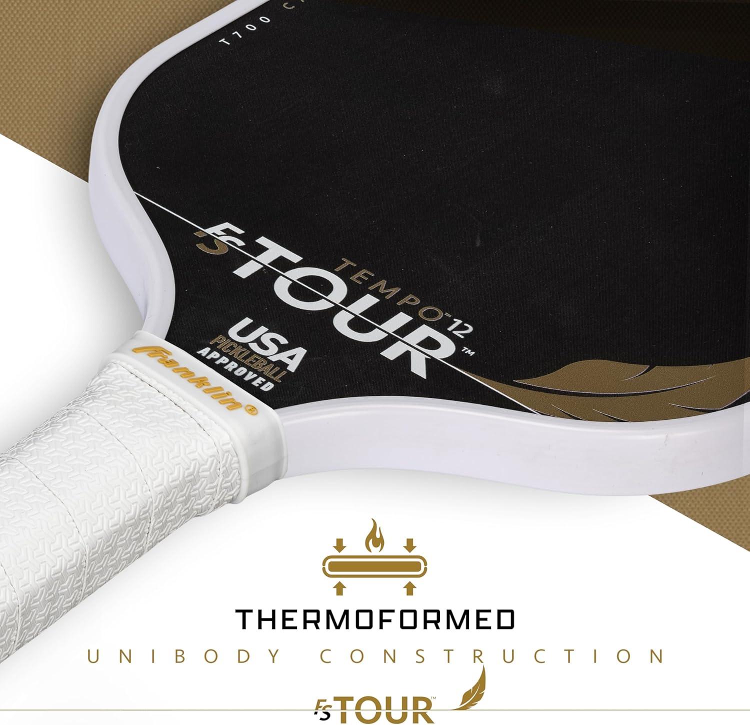 image:imageFranklin Sports Pro Pickleball Paddles FS Tour Featherweight Series Lightweight Paddles USA Pickleball Approved Raw Carbon Fiber Surface Dynasty Tempo 12mm CoreTempo White