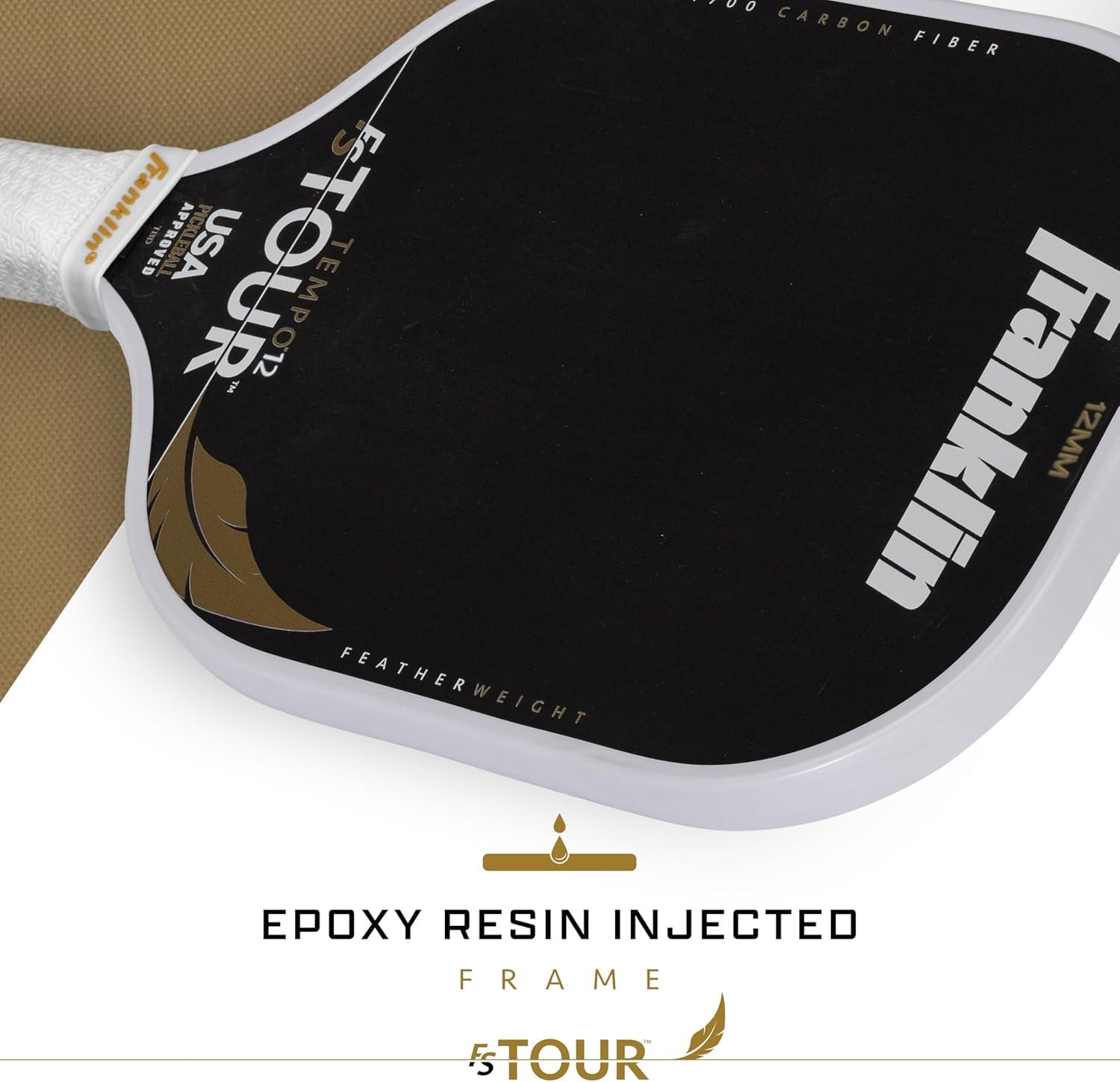 image:imageFranklin Sports Pro Pickleball Paddles FS Tour Featherweight Series Lightweight Paddles USA Pickleball Approved Raw Carbon Fiber Surface Dynasty Tempo 12mm CoreTempo White