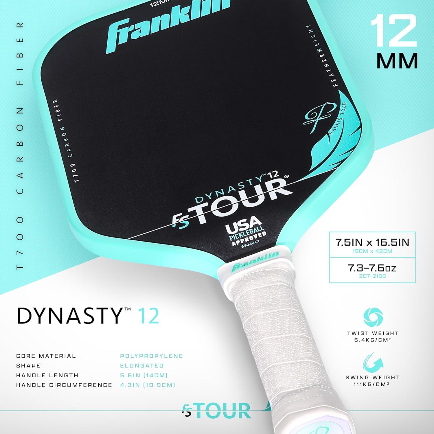 image:imageFranklin Sports Pro Pickleball Paddles FS Tour Featherweight Series Lightweight Paddles USA Pickleball Approved Raw Carbon Fiber Surface Dynasty Tempo 12mm CoreDynasty Blue