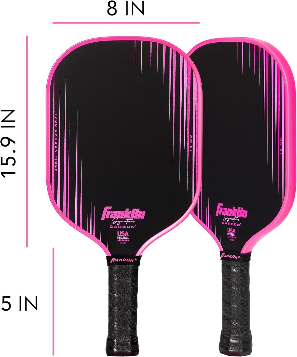 image:imageFranklin Sports Pro Pickleball Paddles Signature Carbon Series T700 Carbon Fiber Surface USA Pickleball USAPA Tournament Approved 13mm Polypropylene Core PinkTraditional Pink