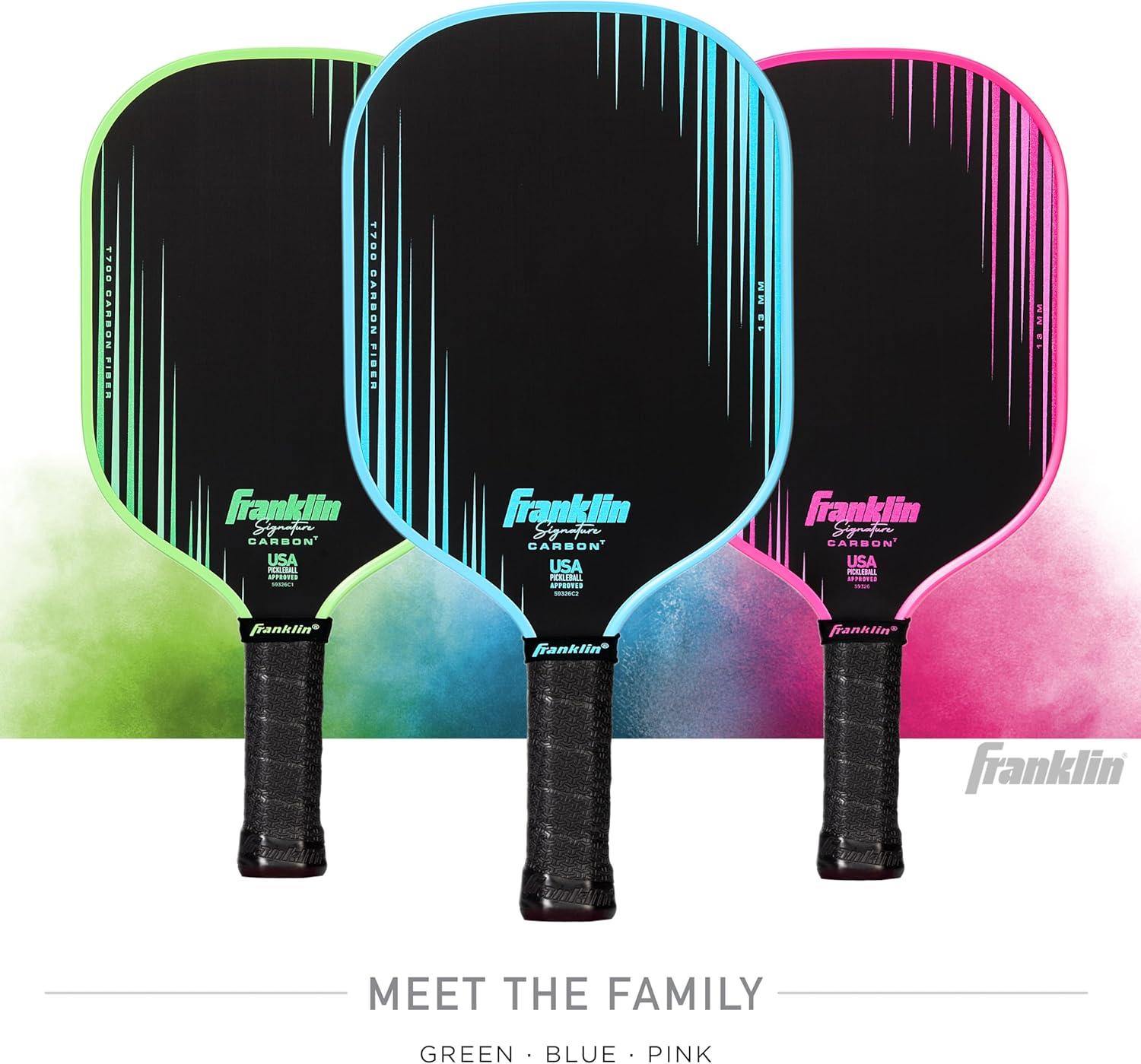 image:imageFranklin Sports Pro Pickleball Paddles Signature Carbon Series T700 Carbon Fiber Surface USA Pickleball USAPA Tournament Approved 13mm Polypropylene Core PinkTraditional Green
