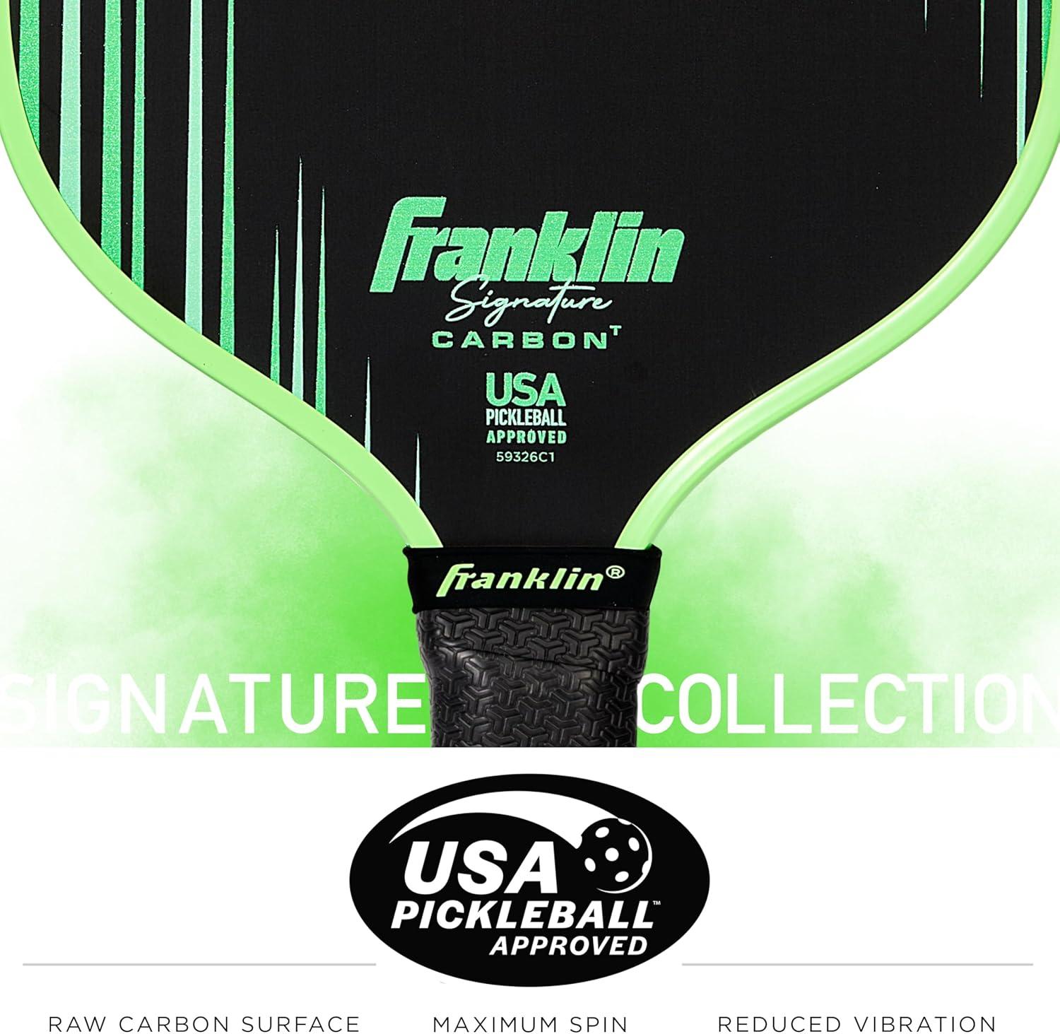 image:imageFranklin Sports Pro Pickleball Paddles Signature Carbon Series T700 Carbon Fiber Surface USA Pickleball USAPA Tournament Approved 13mm Polypropylene Core PinkTraditional Green