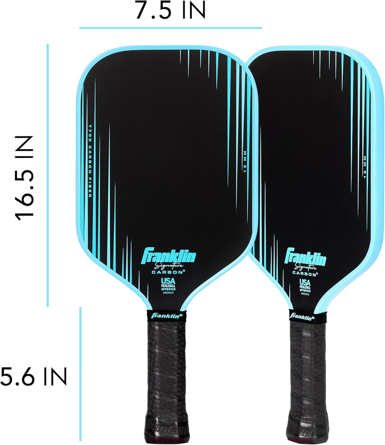 image:imageFranklin Sports Pro Pickleball Paddles Signature Carbon Series T700 Carbon Fiber Surface USA Pickleball USAPA Tournament Approved 13mm Polypropylene Core PinkElongated Blue