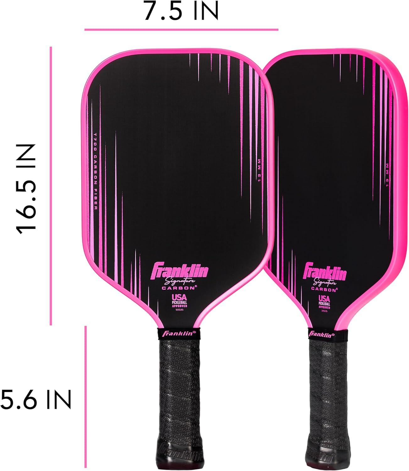 image:imageFranklin Sports Pro Pickleball Paddles Signature Carbon Series T700 Carbon Fiber Surface USA Pickleball USAPA Tournament Approved 13mm Polypropylene Core PinkElongated Pink