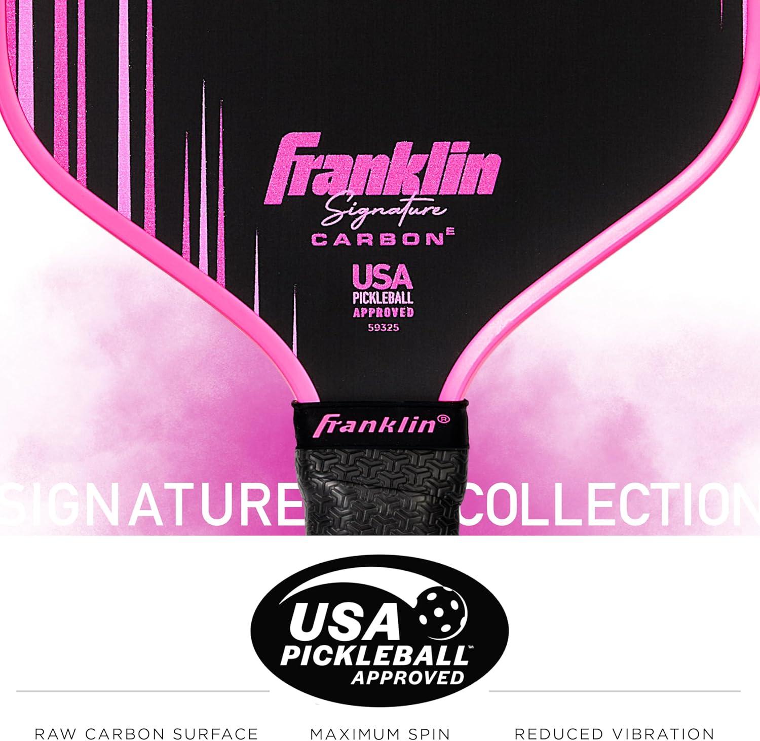 image:imageFranklin Sports Pro Pickleball Paddles Signature Carbon Series T700 Carbon Fiber Surface USA Pickleball USAPA Tournament Approved 13mm Polypropylene Core PinkElongated Pink