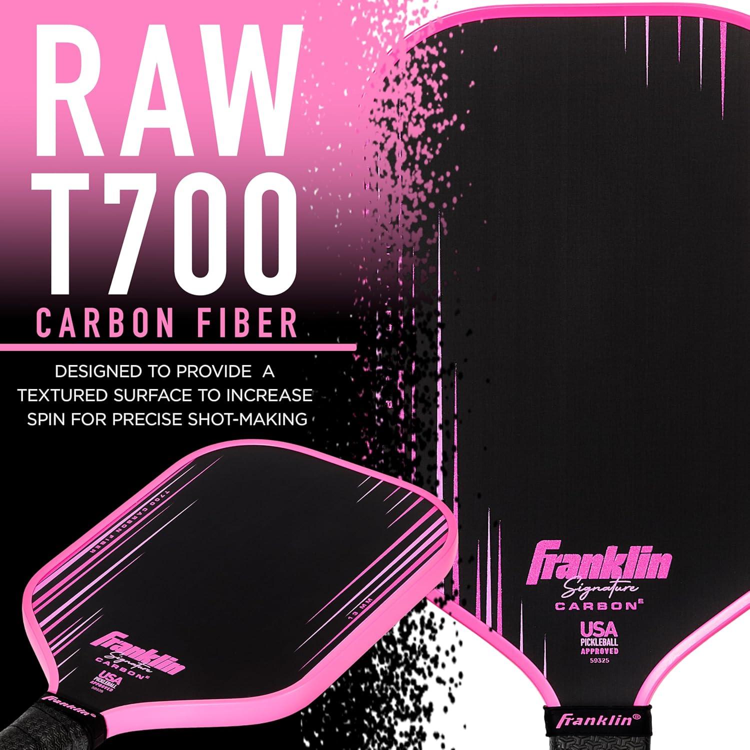 image:imageFranklin Sports Pro Pickleball Paddles Signature Carbon Series T700 Carbon Fiber Surface USA Pickleball USAPA Tournament Approved 13mm Polypropylene Core PinkElongated Pink