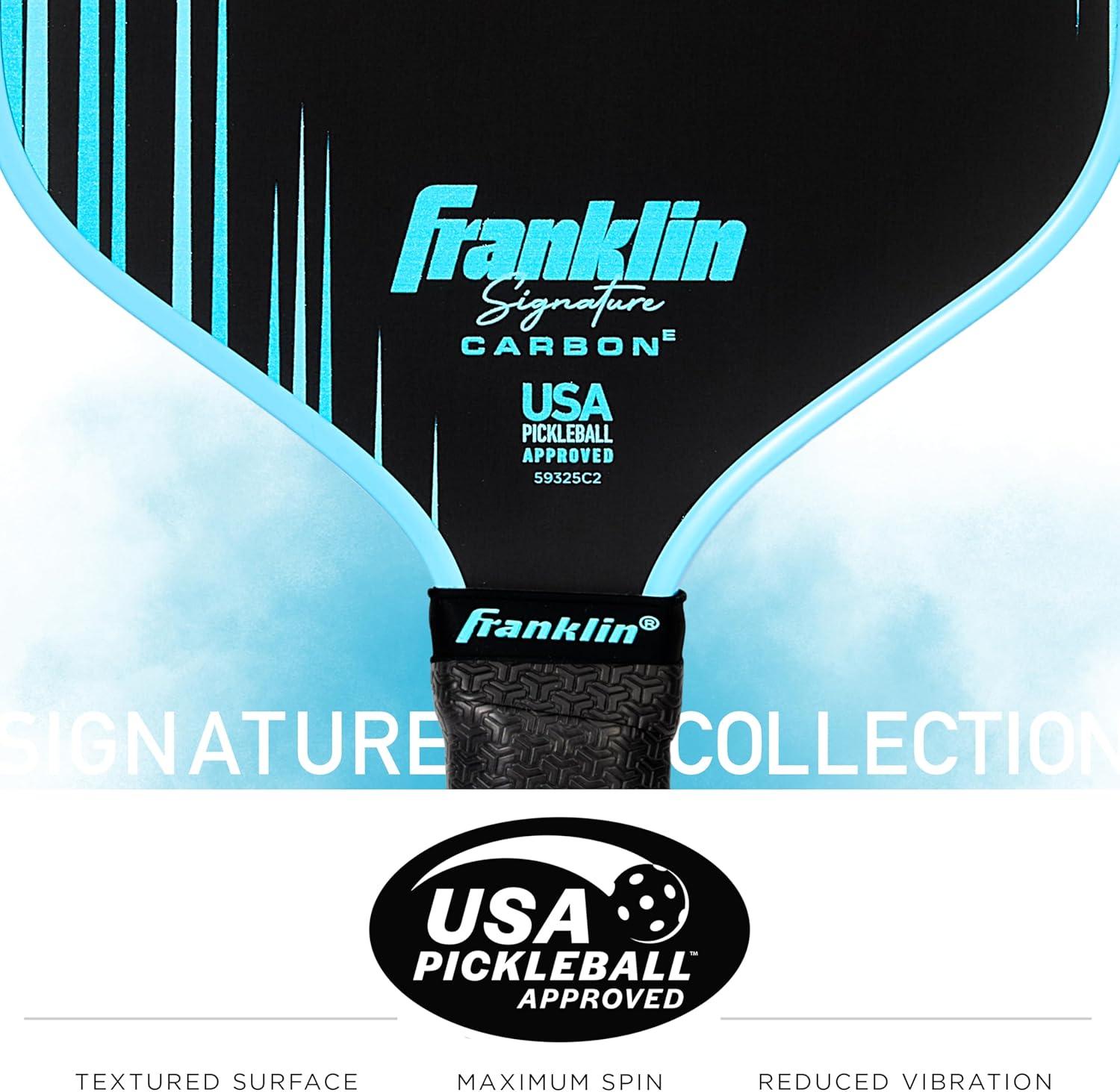 image:imageFranklin Sports Pro Pickleball Paddles Signature Carbon Series T700 Carbon Fiber Surface USA Pickleball USAPA Tournament Approved 13mm Polypropylene Core PinkElongated Blue
