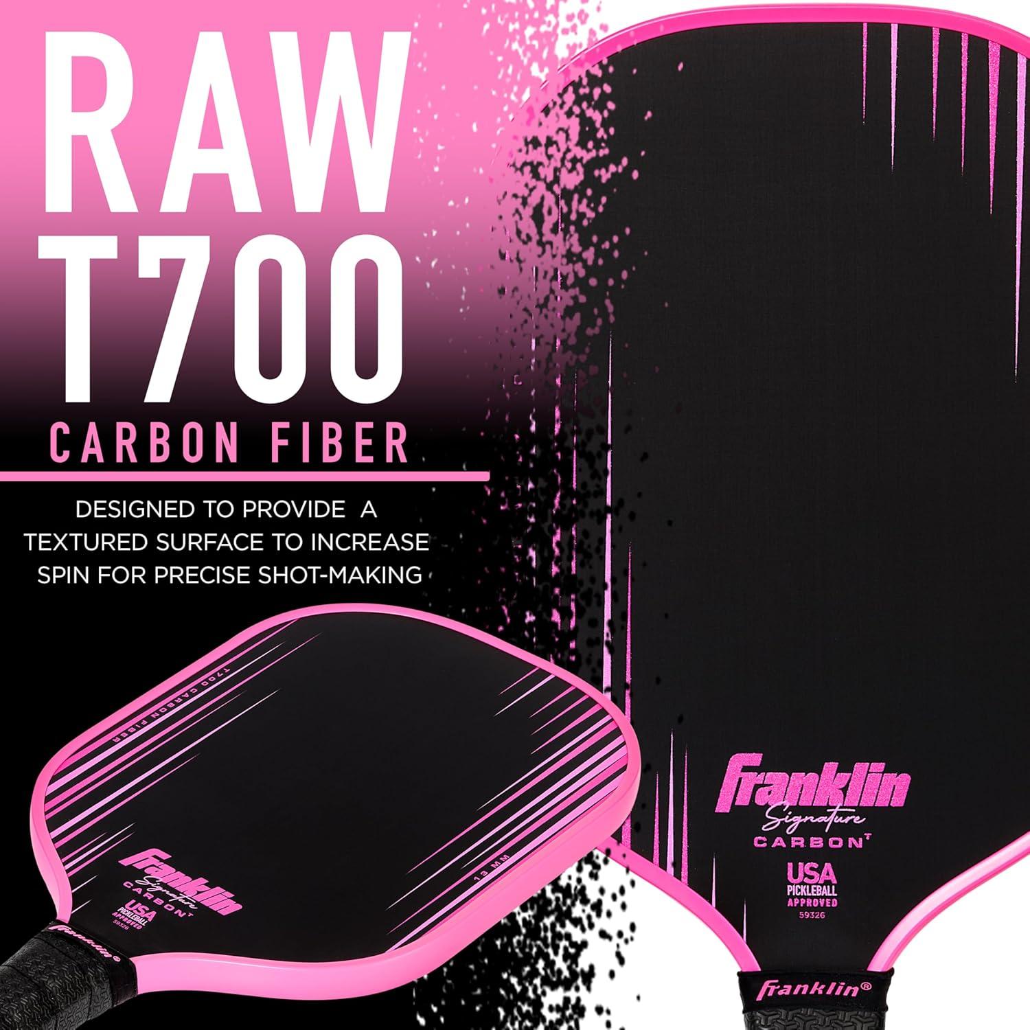 image:imageFranklin Sports Pro Pickleball Paddles Signature Carbon Series T700 Carbon Fiber Surface USA Pickleball USAPA Tournament Approved 13mm Polypropylene Core PinkTraditional Pink