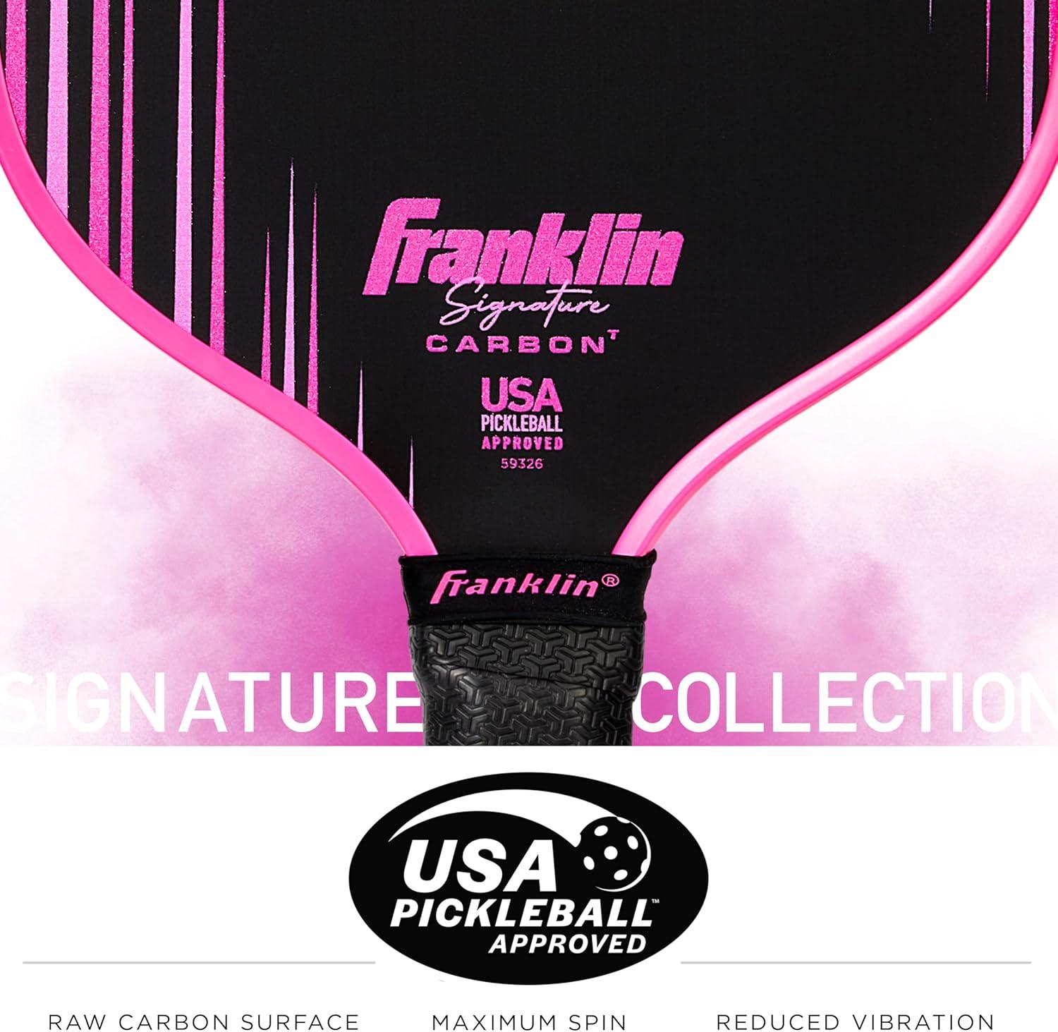 image:imageFranklin Sports Pro Pickleball Paddles Signature Carbon Series T700 Carbon Fiber Surface USA Pickleball USAPA Tournament Approved 13mm Polypropylene Core PinkTraditional Pink