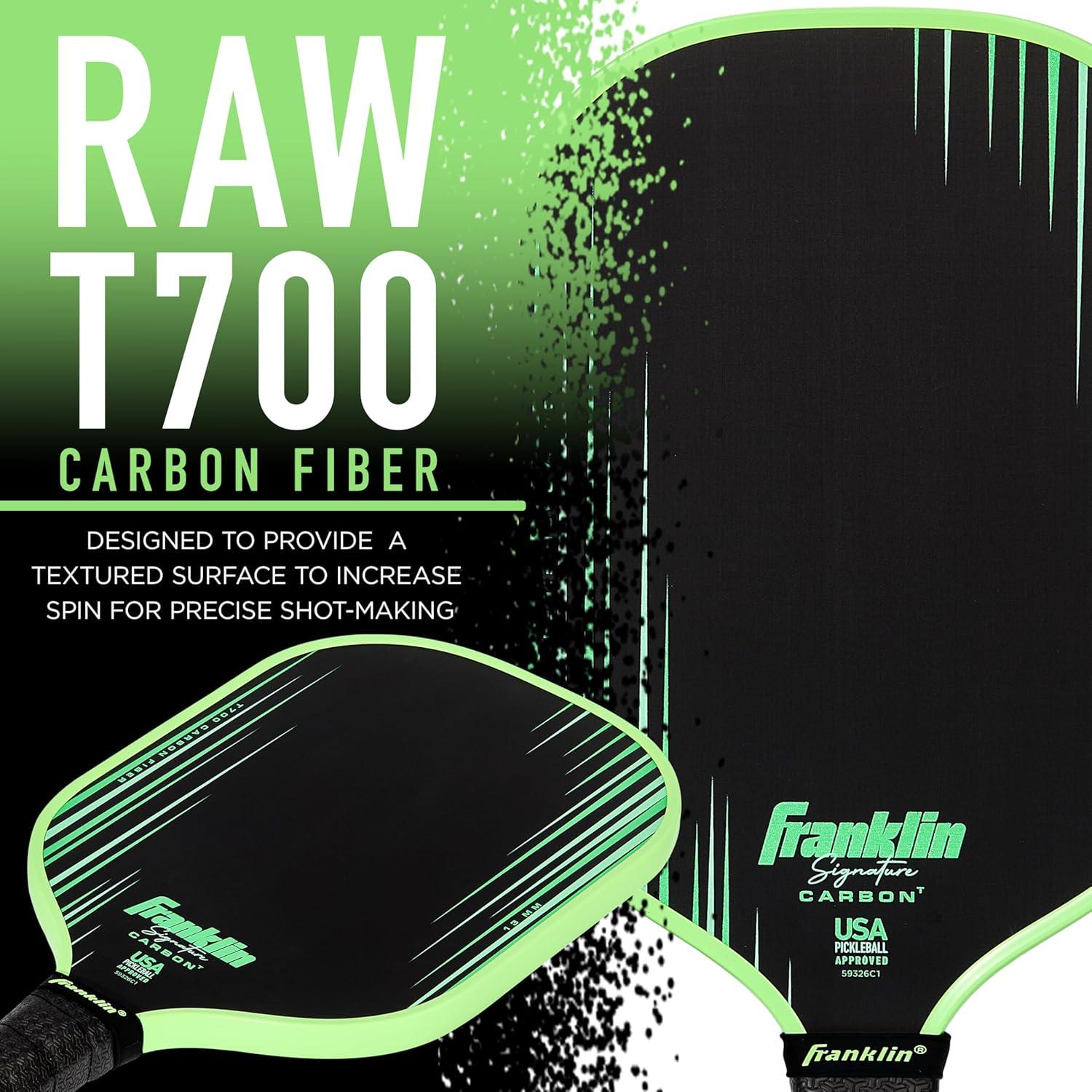 image:imageFranklin Sports Pro Pickleball Paddles Signature Carbon Series T700 Carbon Fiber Surface USA Pickleball USAPA Tournament Approved 13mm Polypropylene Core PinkTraditional Green