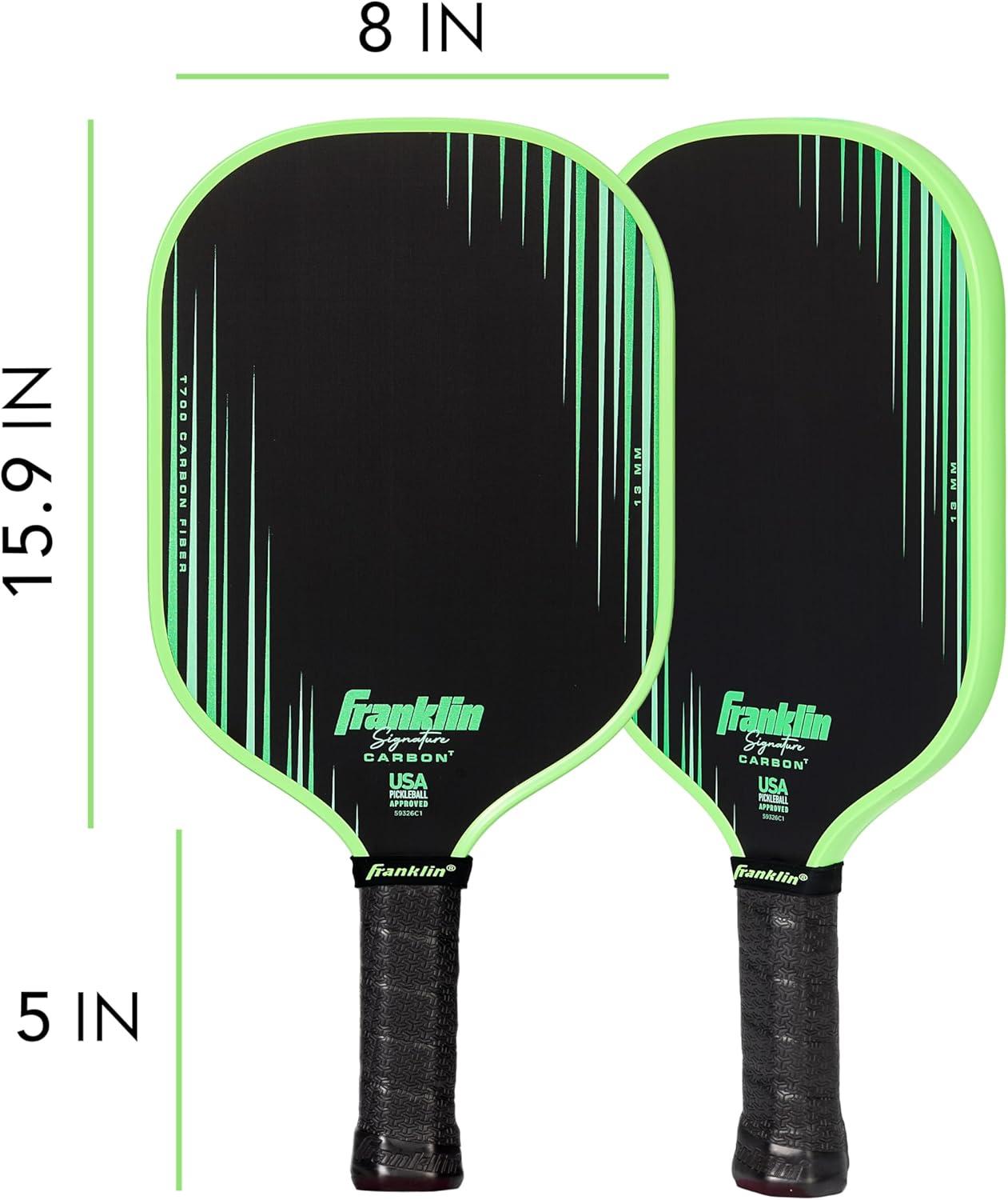 image:imageFranklin Sports Pro Pickleball Paddles Signature Carbon Series T700 Carbon Fiber Surface USA Pickleball USAPA Tournament Approved 13mm Polypropylene Core PinkTraditional Green