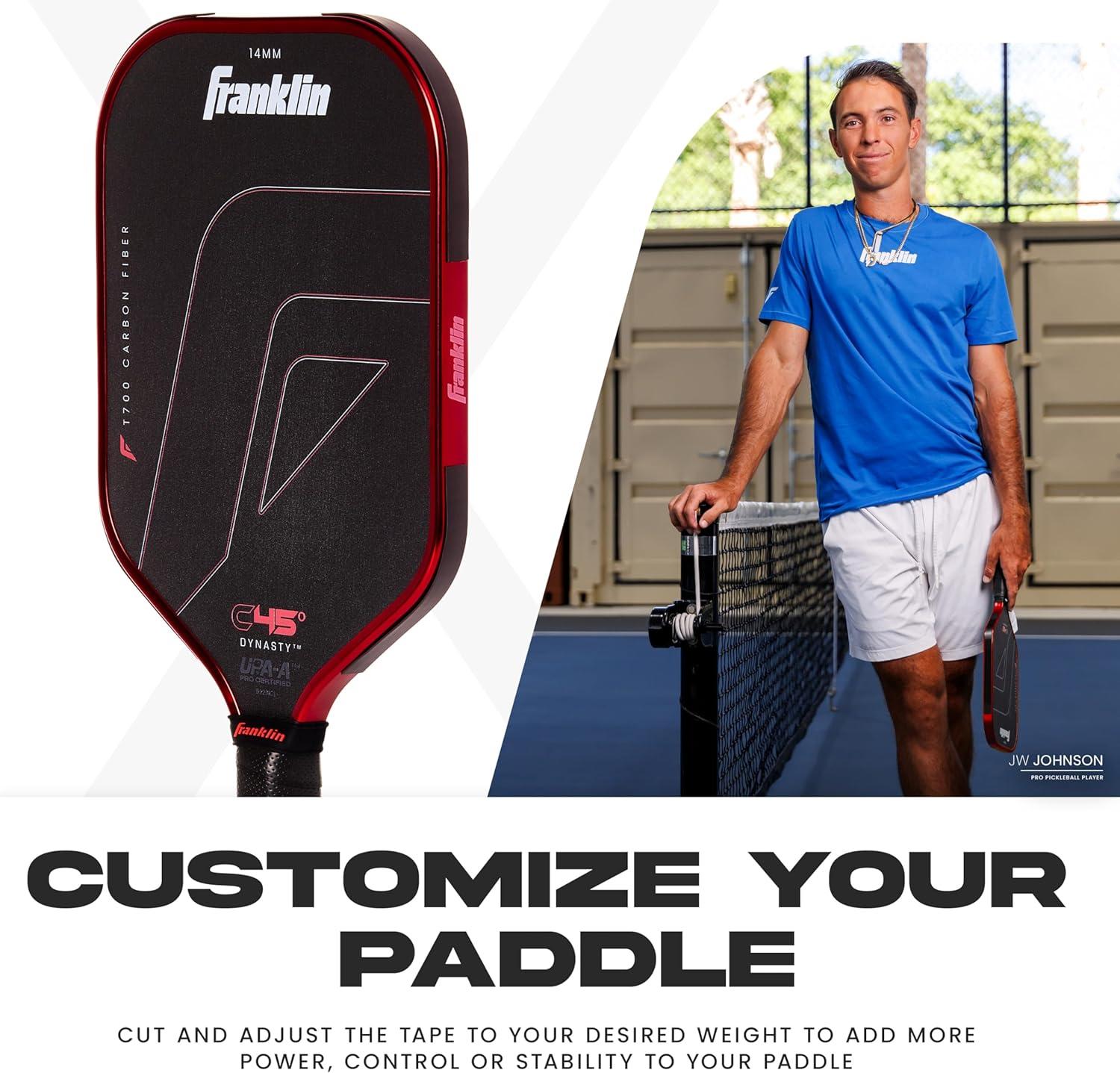 image:imageFranklin Sports Weight Tape for Pickleball Paddles LeadFree Weighted Adhesive Tape Customize Pickleball Paddle Weight 1 Roll Included 60 x 05 Inches