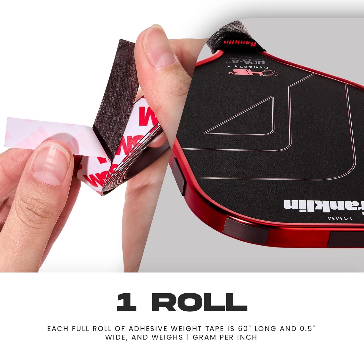 image:imageFranklin Sports Weight Tape for Pickleball Paddles LeadFree Weighted Adhesive Tape Customize Pickleball Paddle Weight 1 Roll Included 60 x 05 Inches
