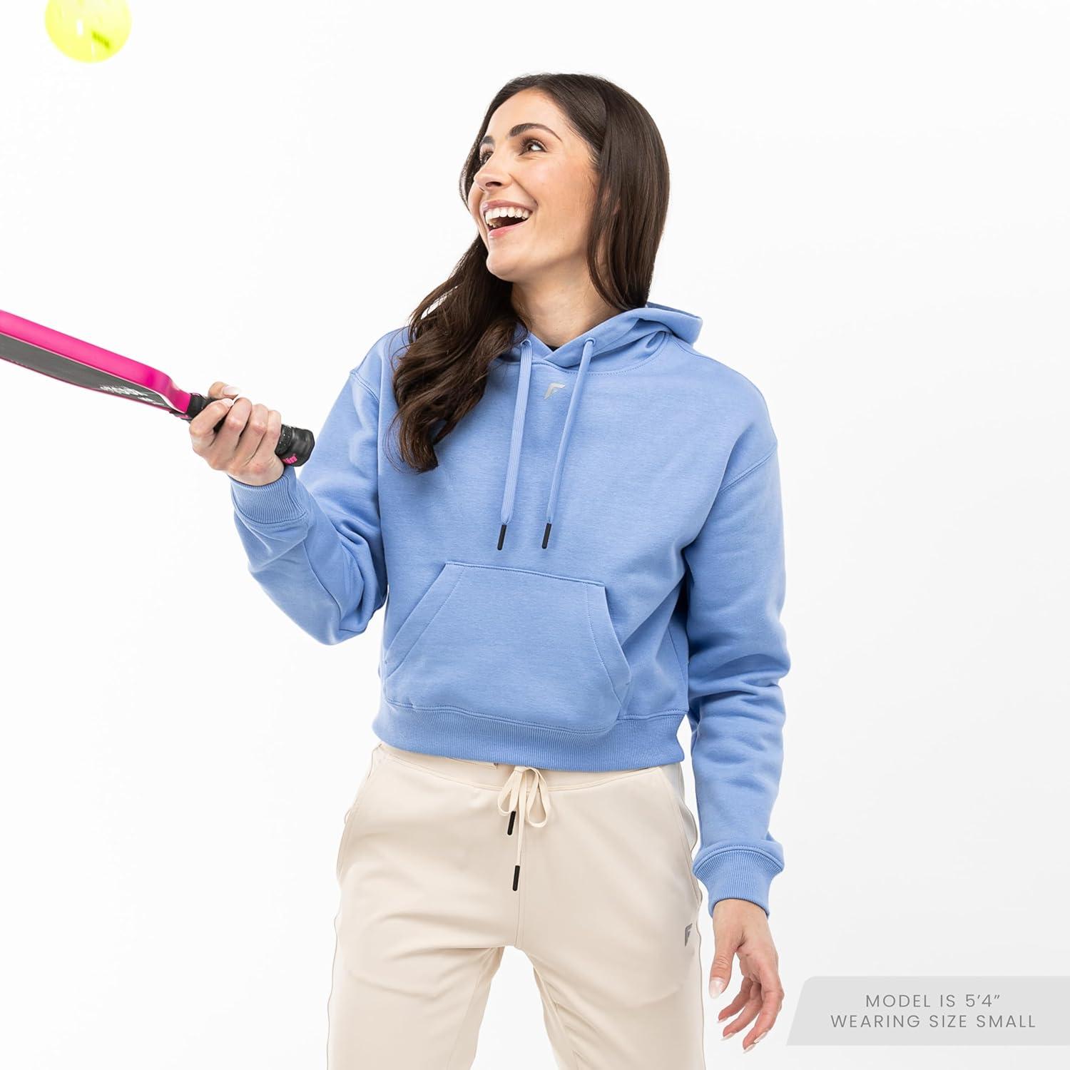 image:imageFranklin Sports Womens Cropped Pickleball Hooded Sweatshirt Soft Athleisure Long Sleeve Pullover Athletic HoodieBlue