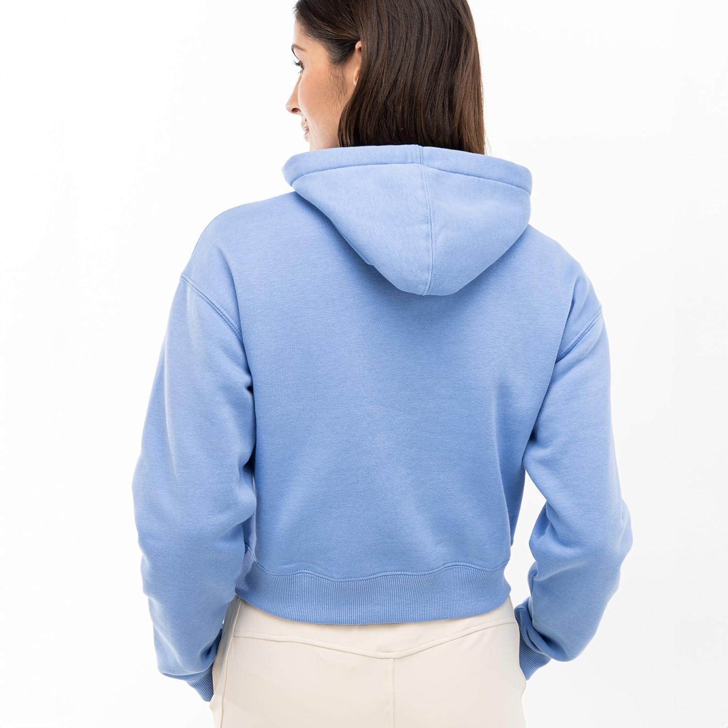 image:imageFranklin Sports Womens Cropped Pickleball Hooded Sweatshirt Soft Athleisure Long Sleeve Pullover Athletic HoodieBlue
