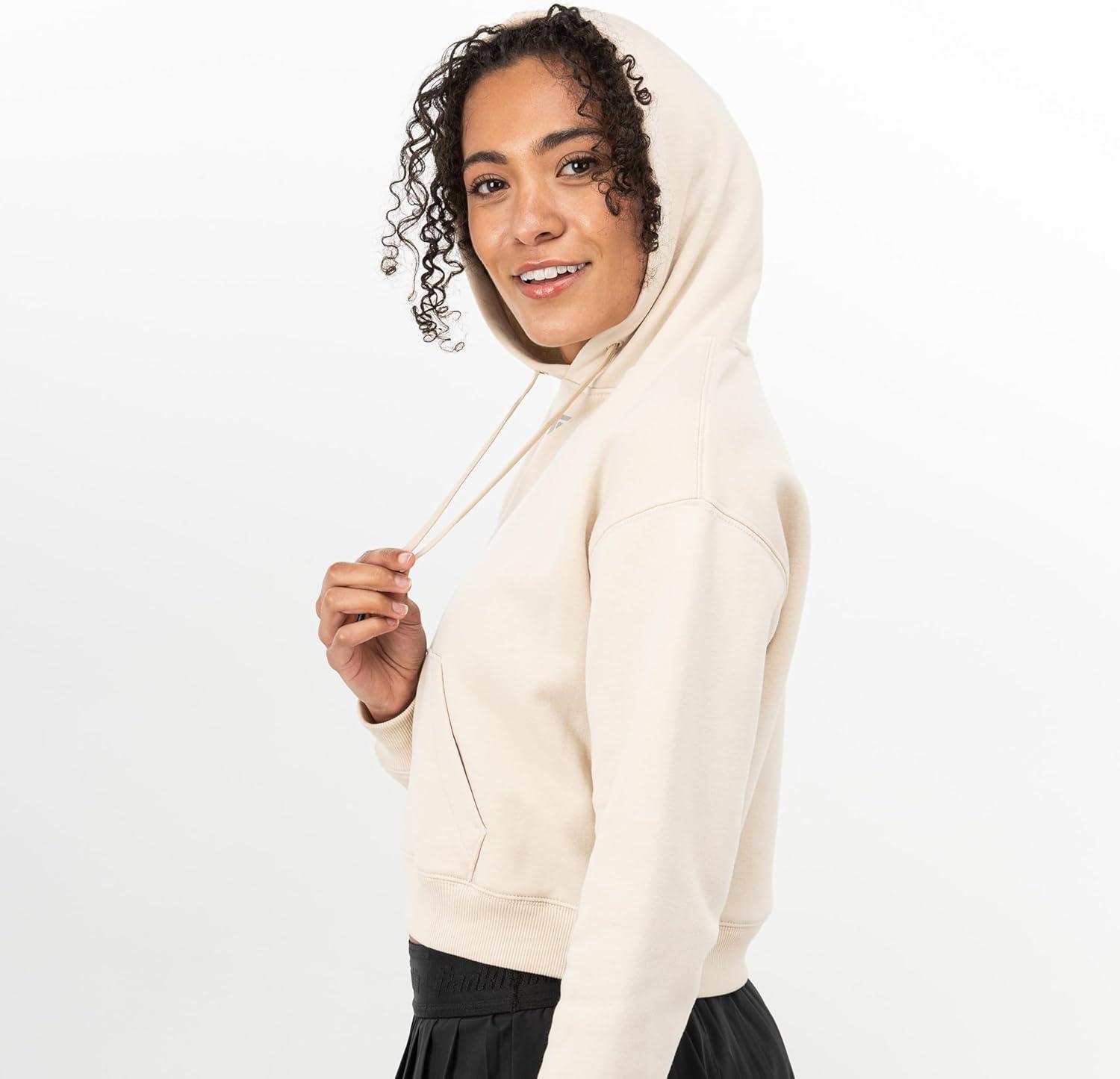 image:imageFranklin Sports Womens Cropped Pickleball Hooded Sweatshirt Soft Athleisure Long Sleeve Pullover Athletic HoodieOat