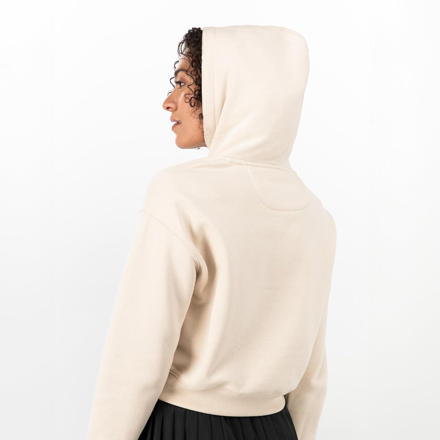image:imageFranklin Sports Womens Cropped Pickleball Hooded Sweatshirt Soft Athleisure Long Sleeve Pullover Athletic HoodieOat