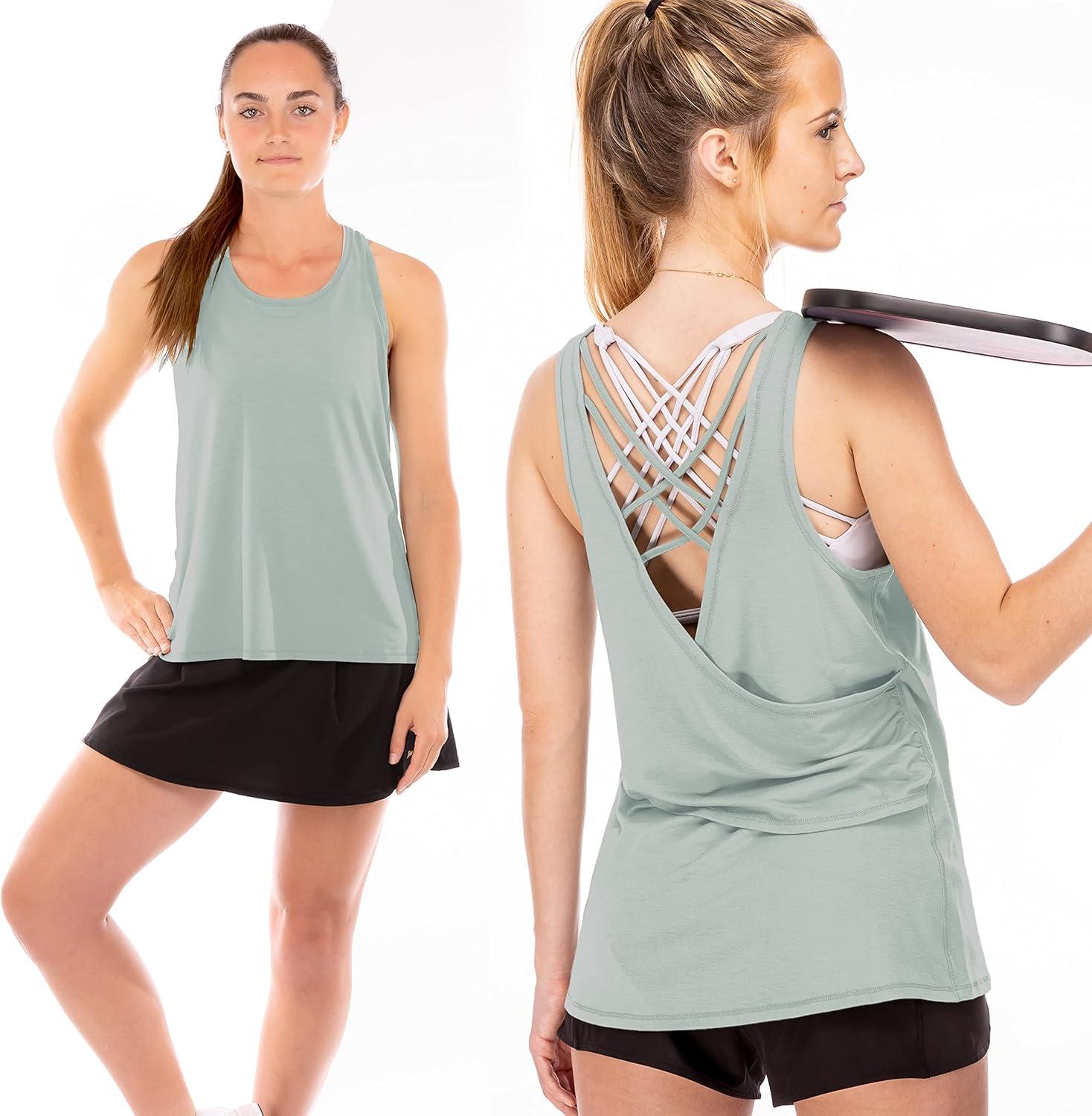 image:imageFranklin Sports Womens Womens Aloe Lattice Back Tank Top Relaxed FitAloe