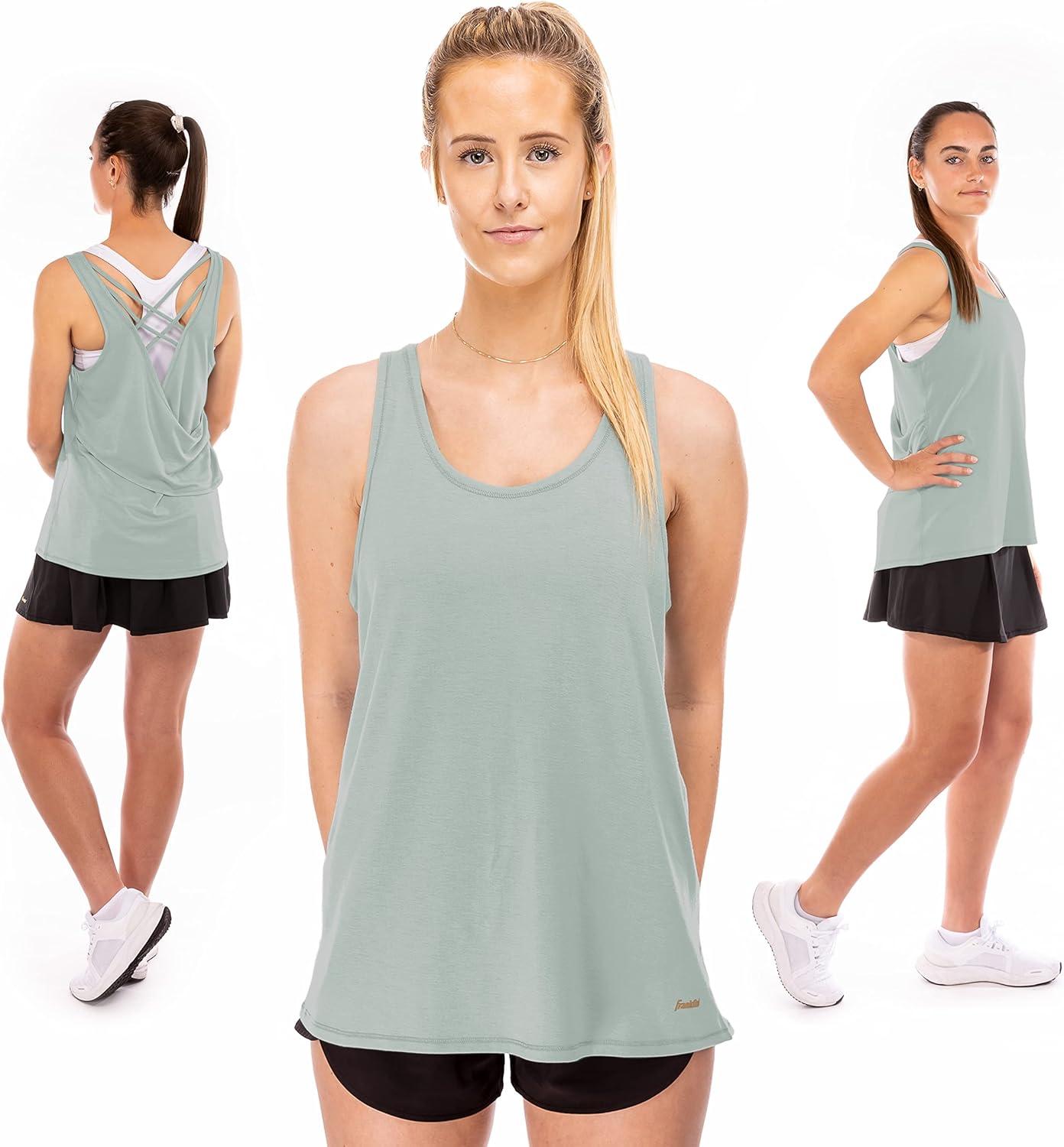 image:imageFranklin Sports Womens Womens Aloe Lattice Back Tank Top Relaxed FitAloe