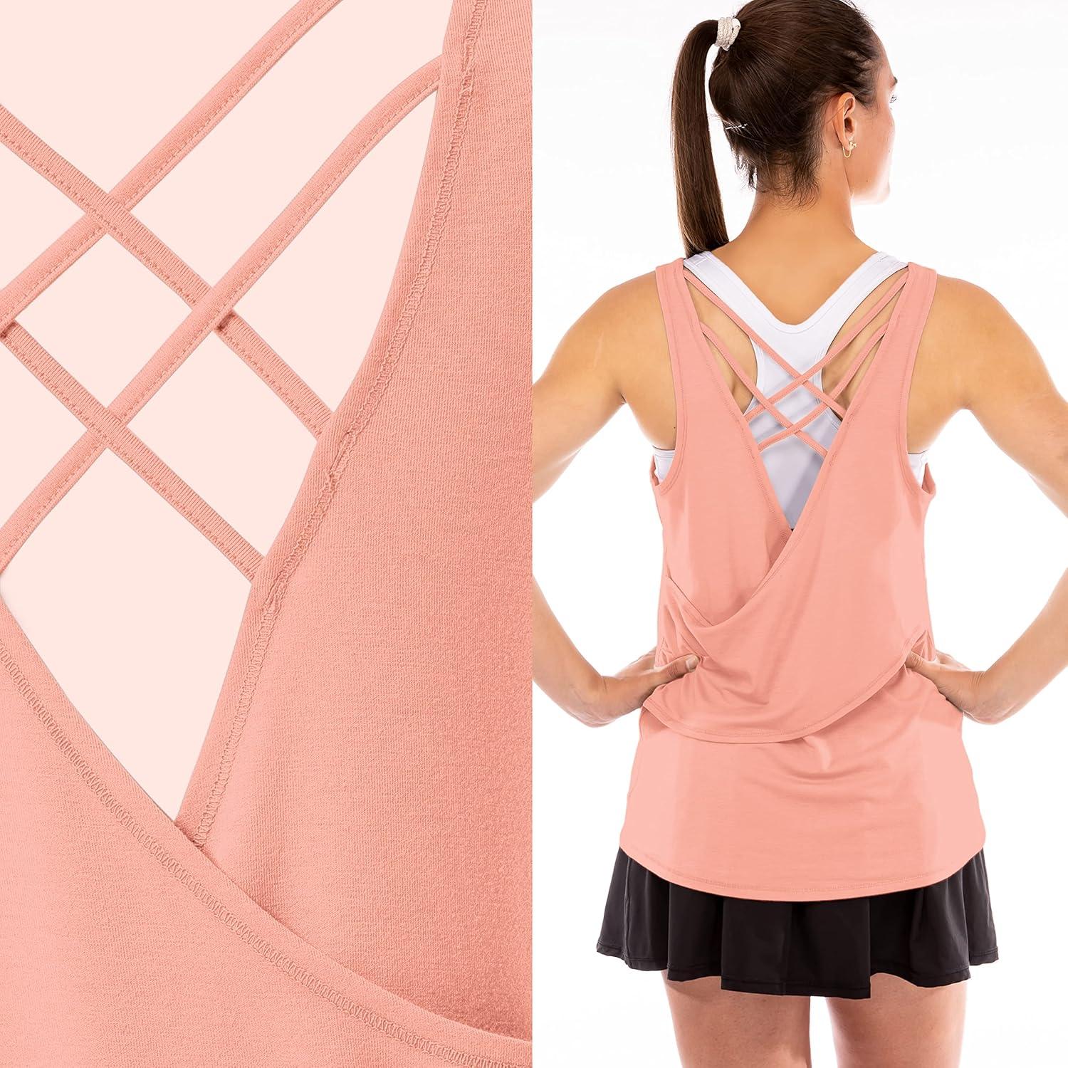 image:imageFranklin Sports Womens Womens Rose Gold Lattice Back Tank Top Relaxed FitRose Gold