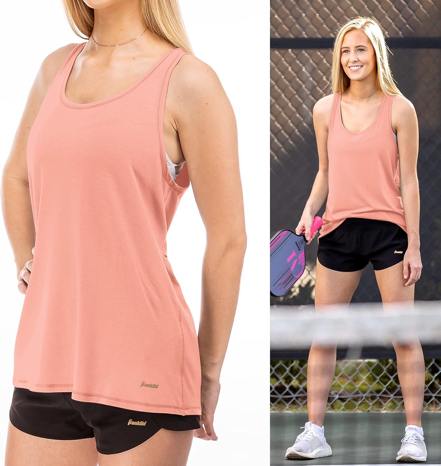 image:imageFranklin Sports Womens Womens Rose Gold Lattice Back Tank Top Relaxed FitRose Gold