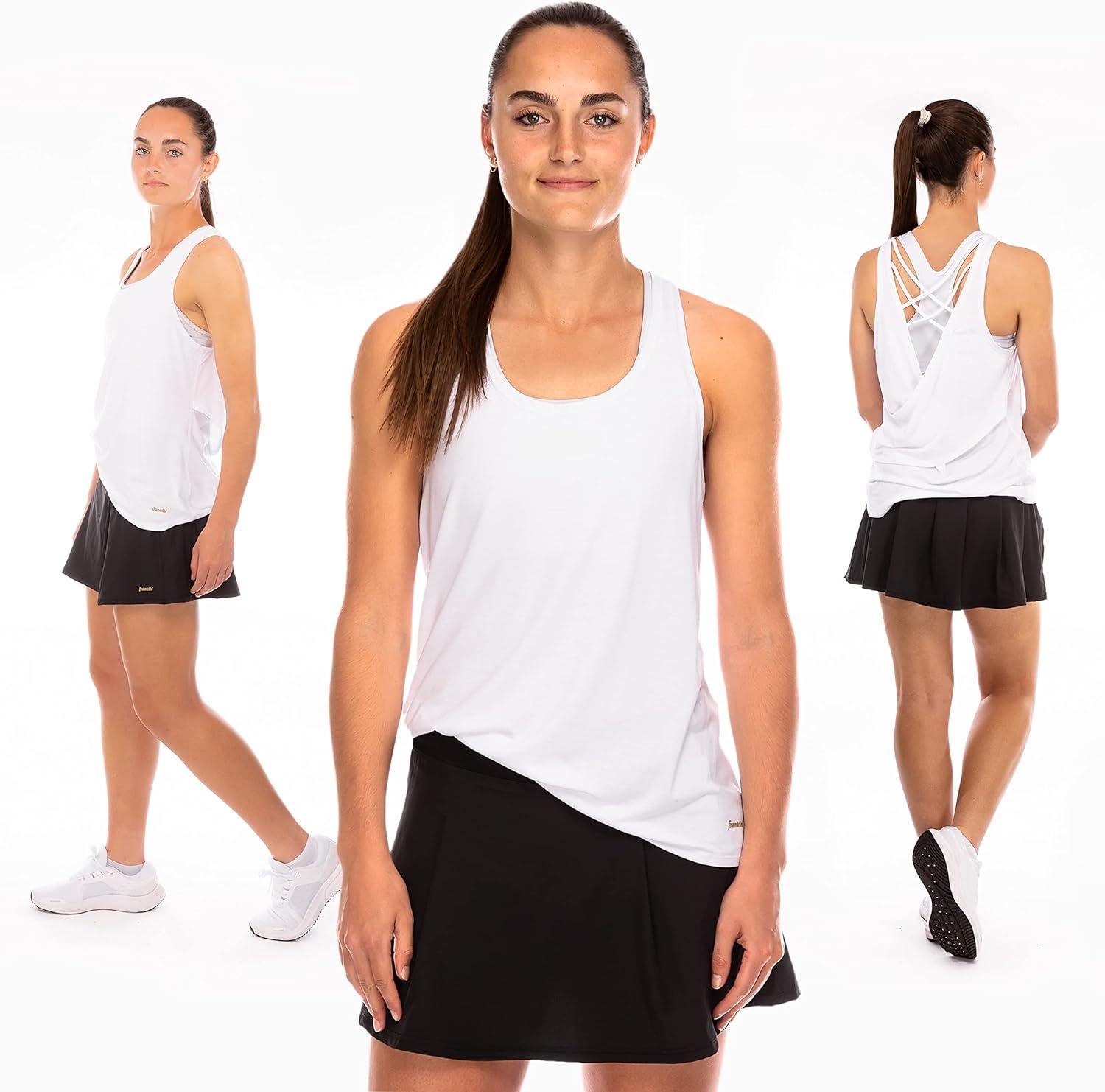 image:imageFranklin Sports Womens Womens White Lattice Back Tank Top Relaxed FitWhite