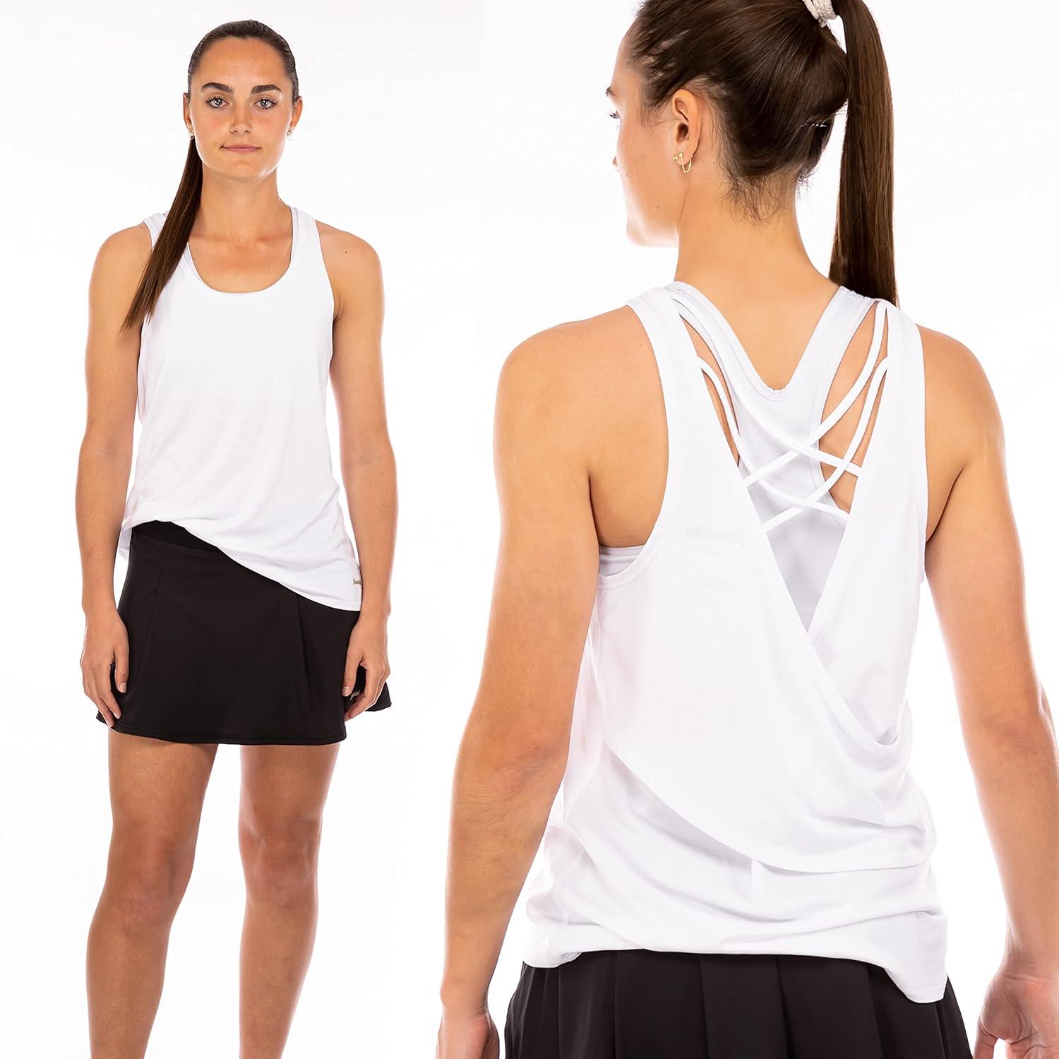 image:imageFranklin Sports Womens Womens White Lattice Back Tank Top Relaxed FitWhite